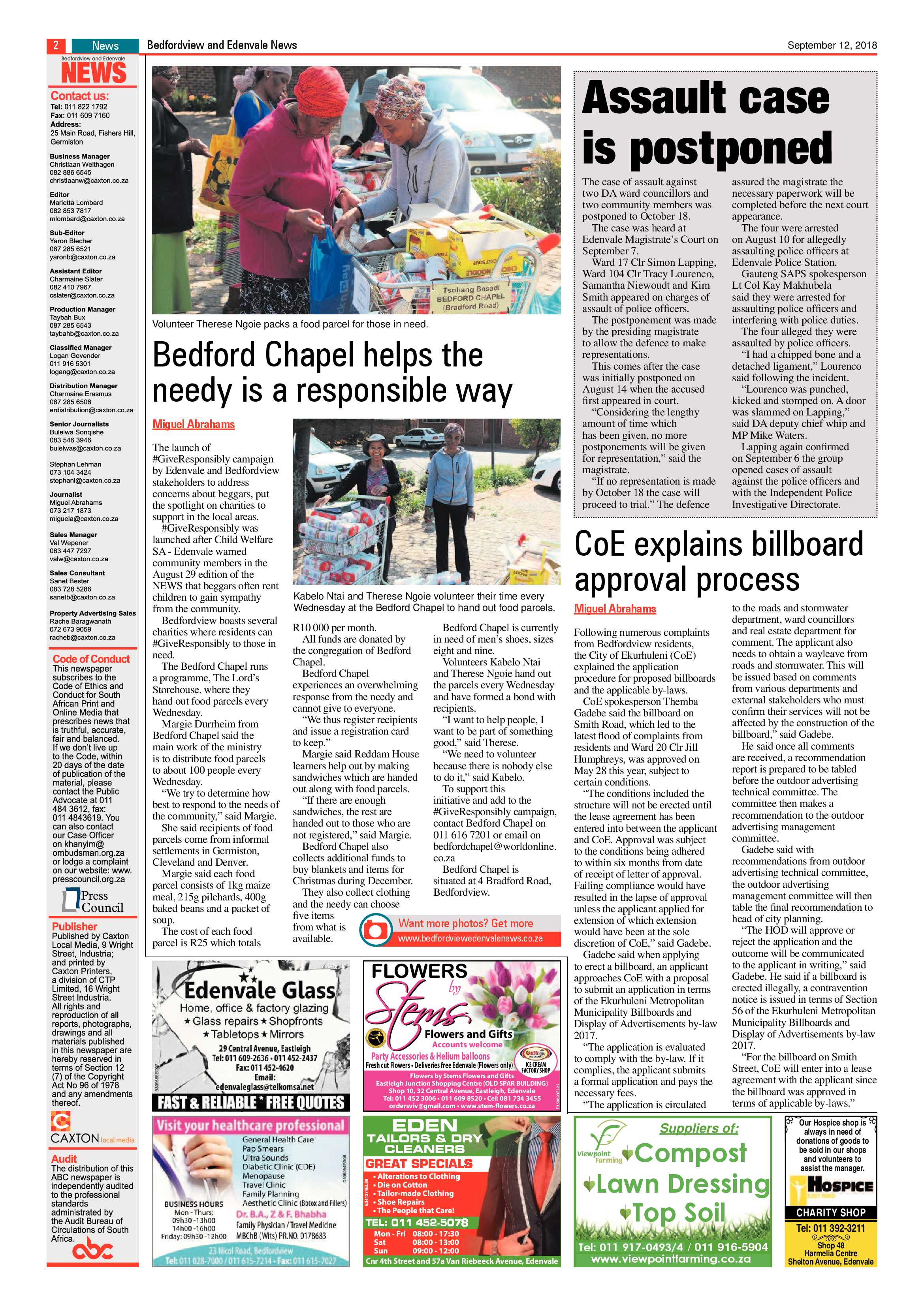 Bedford and Edenvale 12 September 2018 page 2