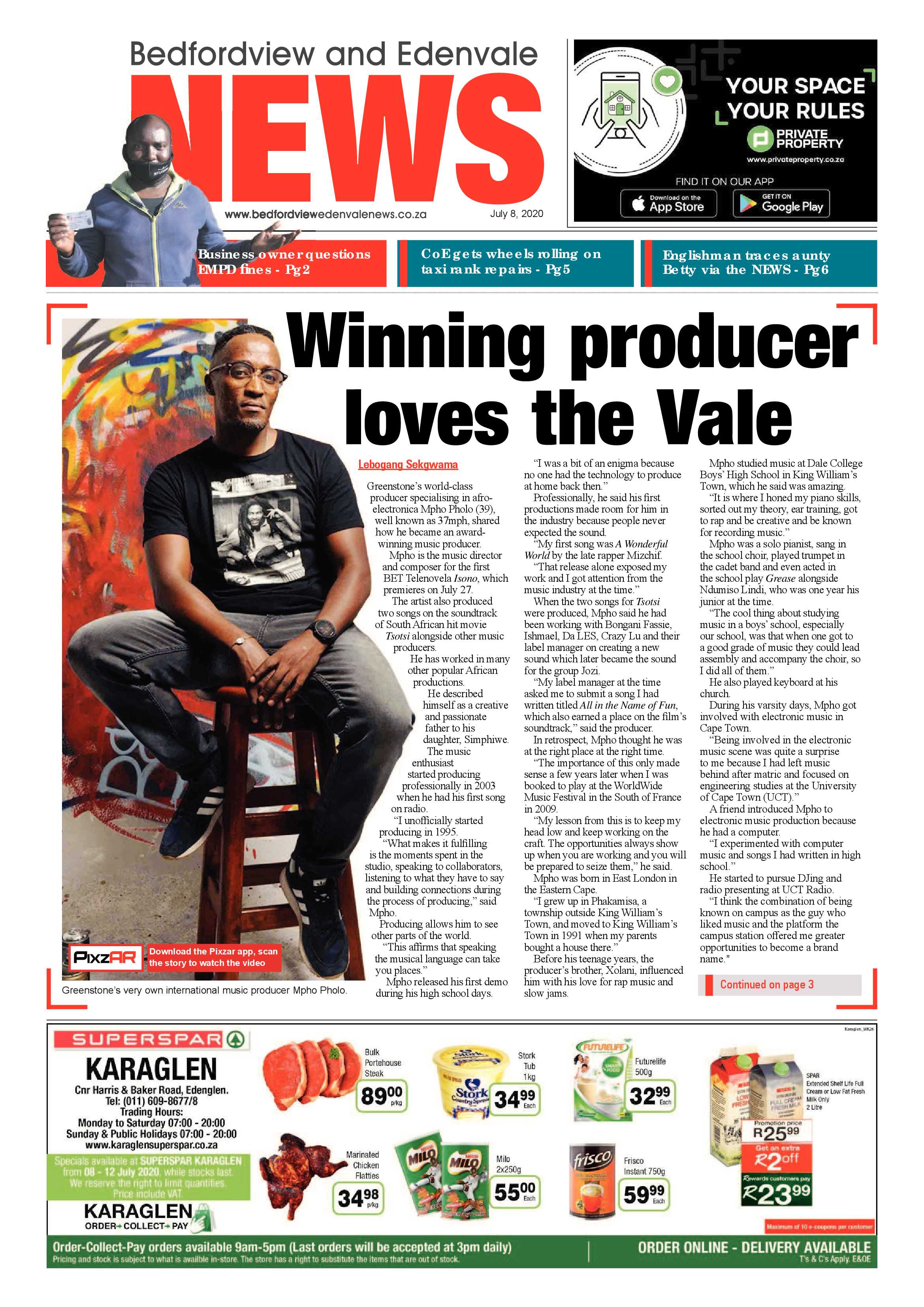 Bedford and Edenvale News 08 July 2020 page 1