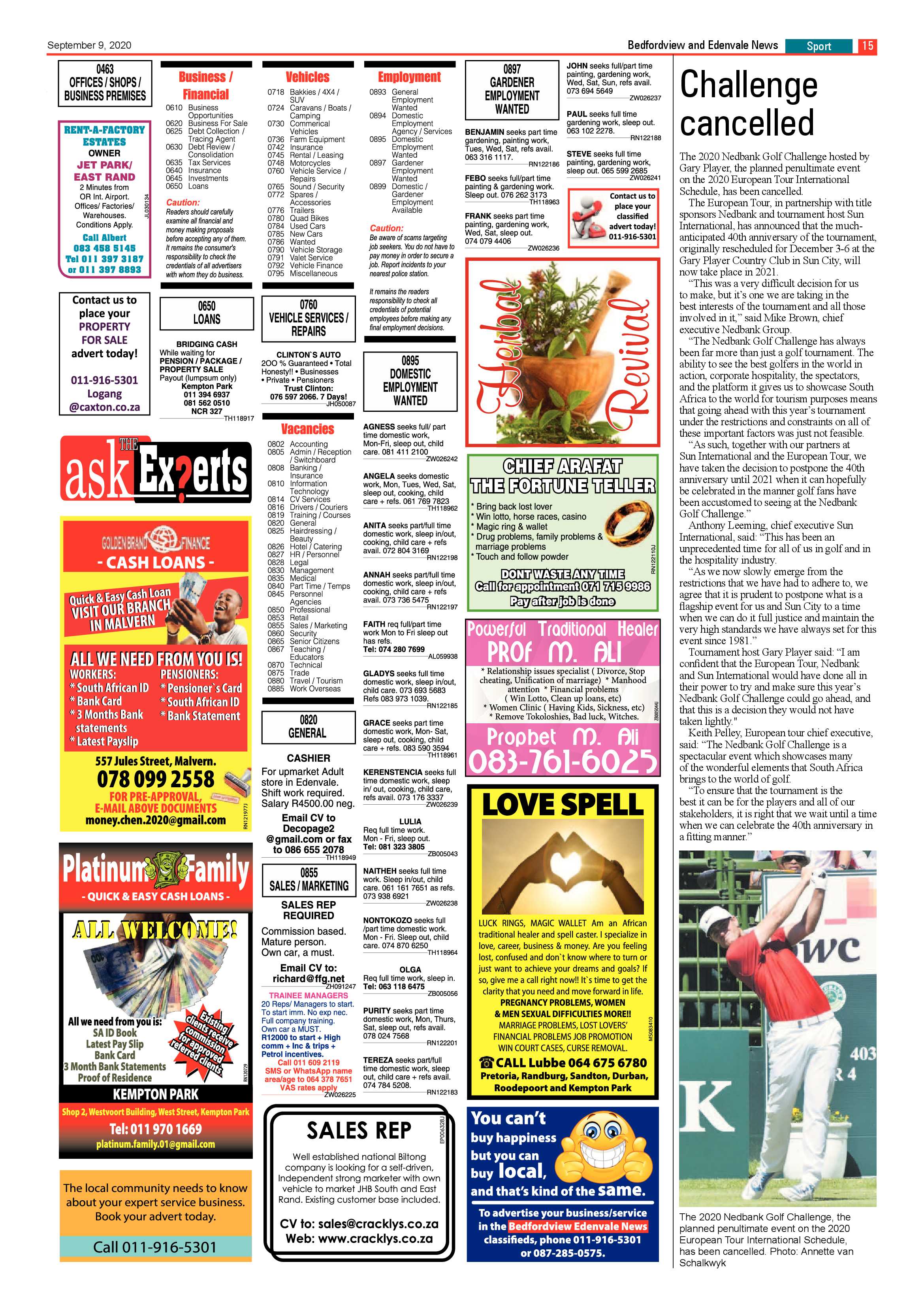 Bedford and Edenvale News 09 September 2020 page 15