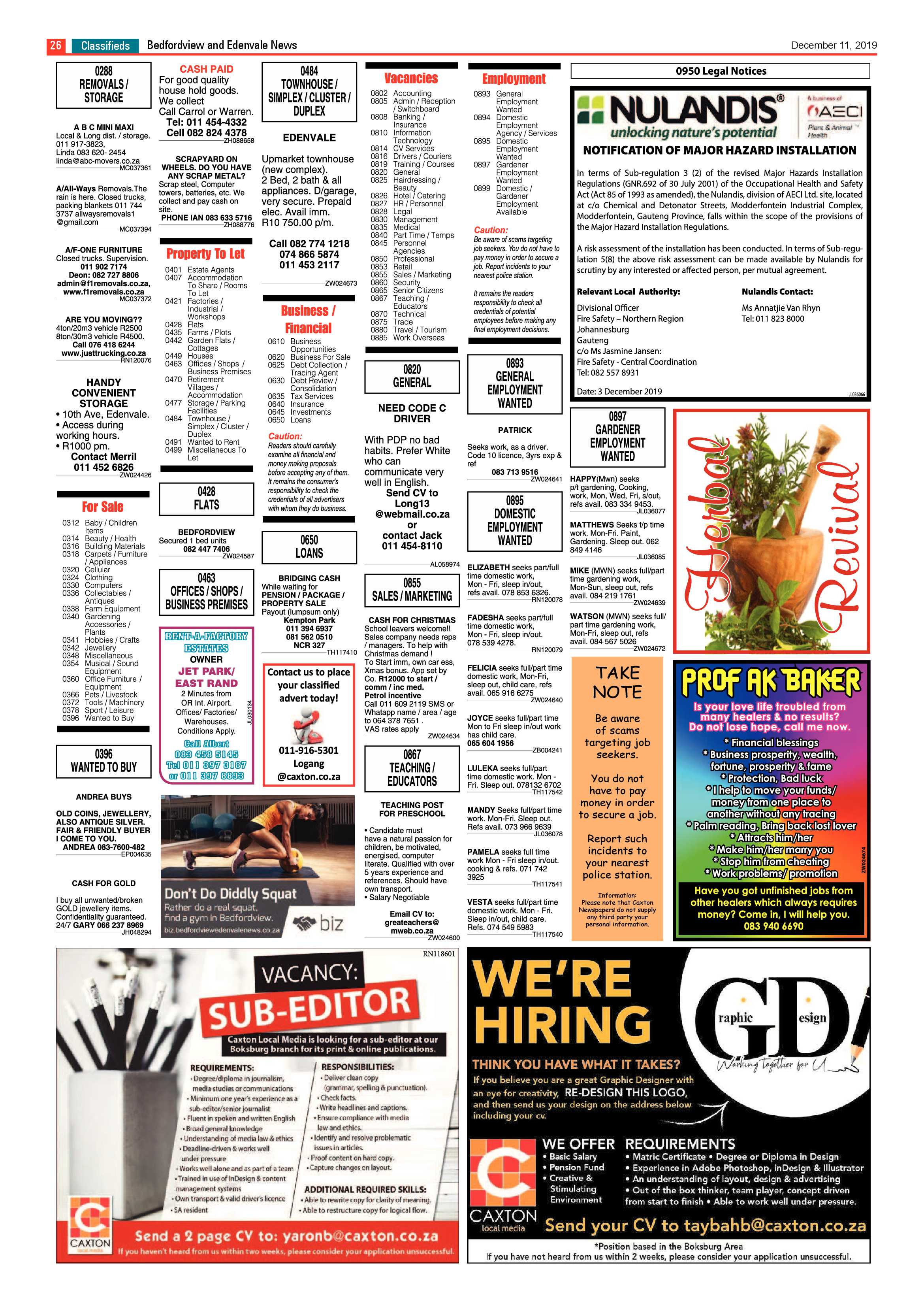 Bedfordview Edenvale News 11 December 2019 page 25