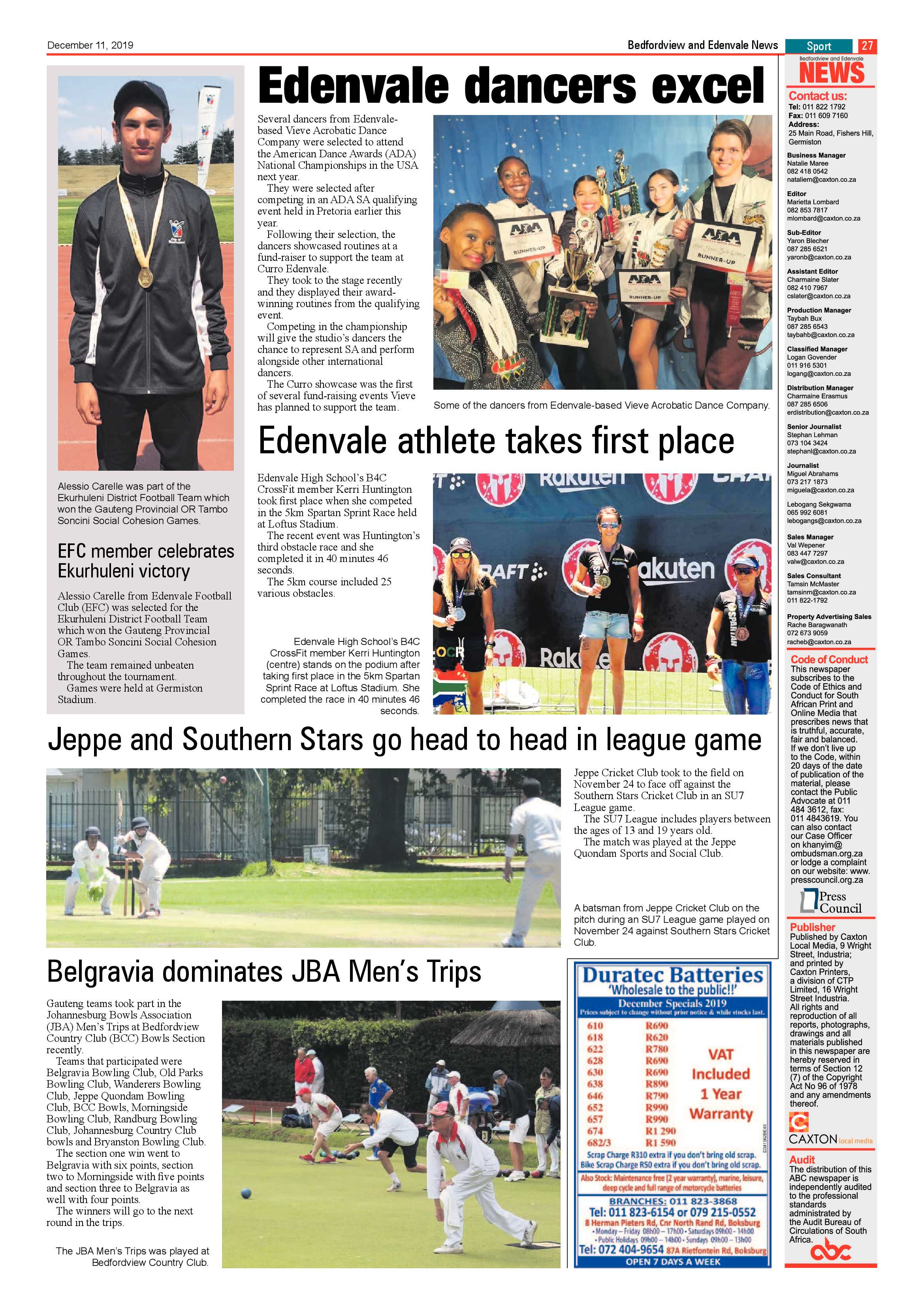 Bedfordview Edenvale News 11 December 2019 page 26