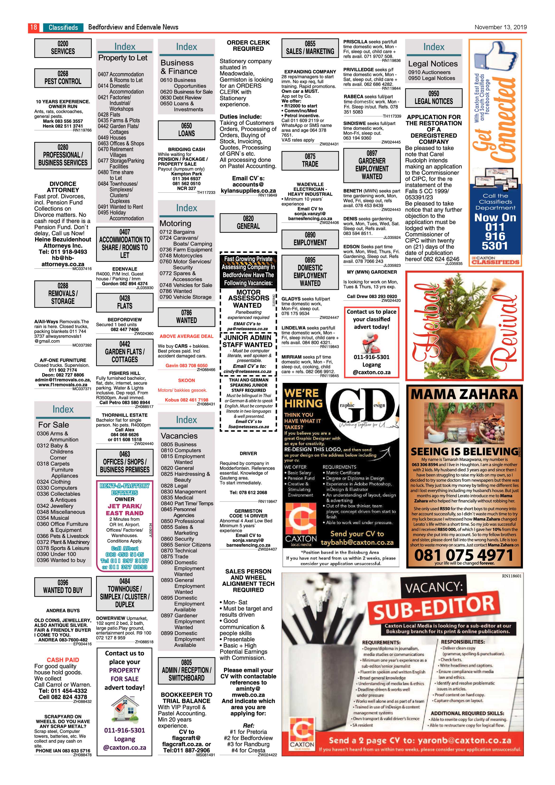 Bedford and Edenvale News 13 November 2019 page 17