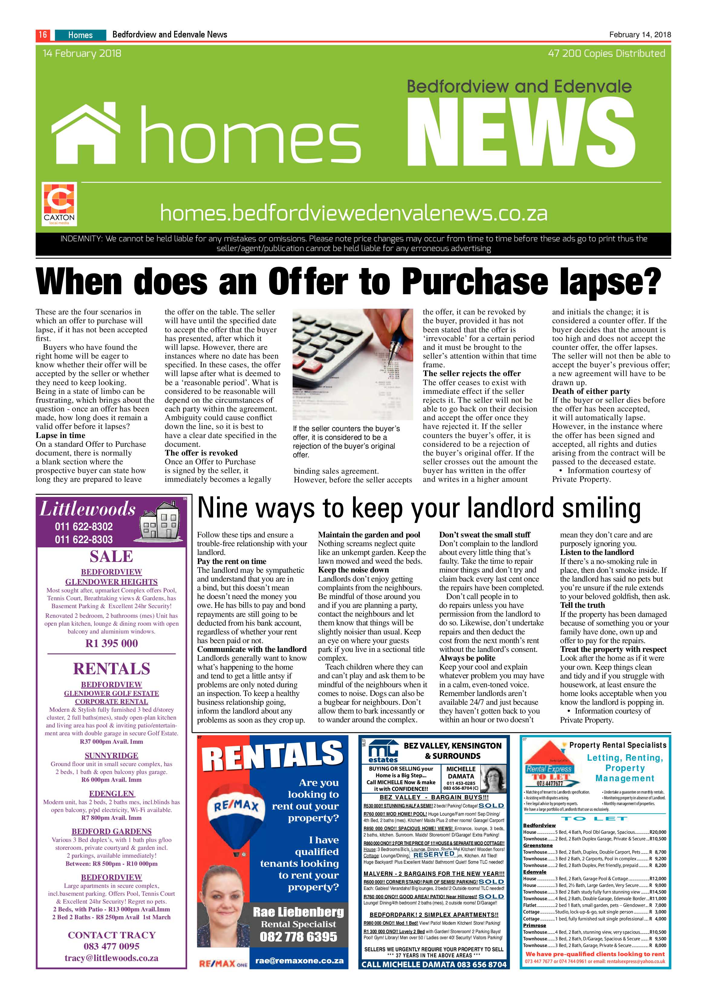Bedford and Edenvale News 14 February 2018 page 16