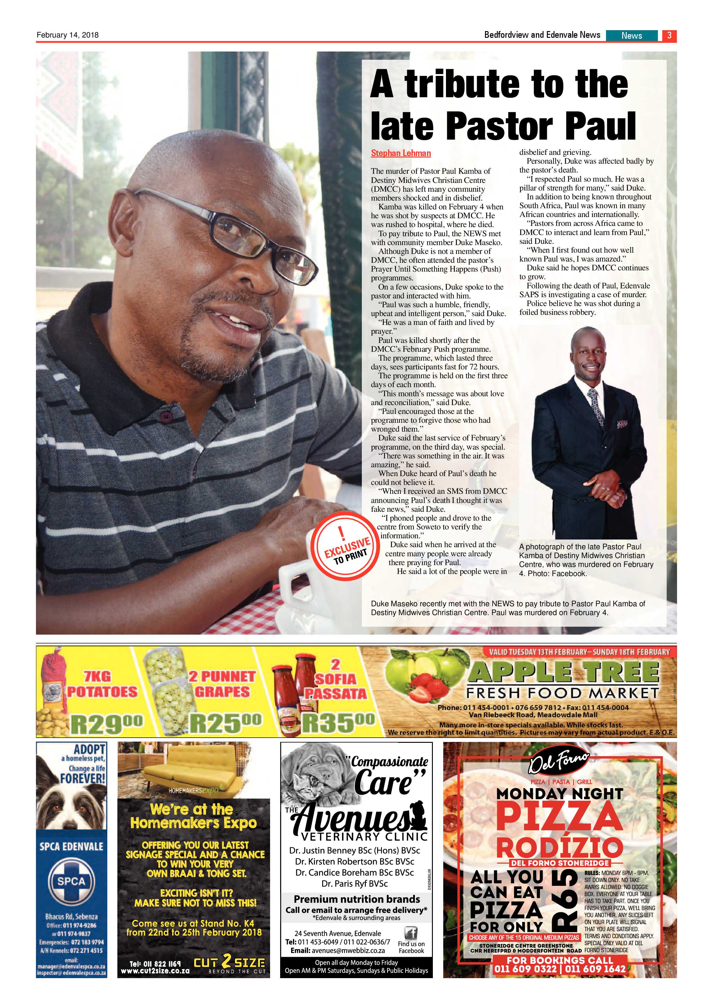 Bedford and Edenvale News 14 February 2018 page 3