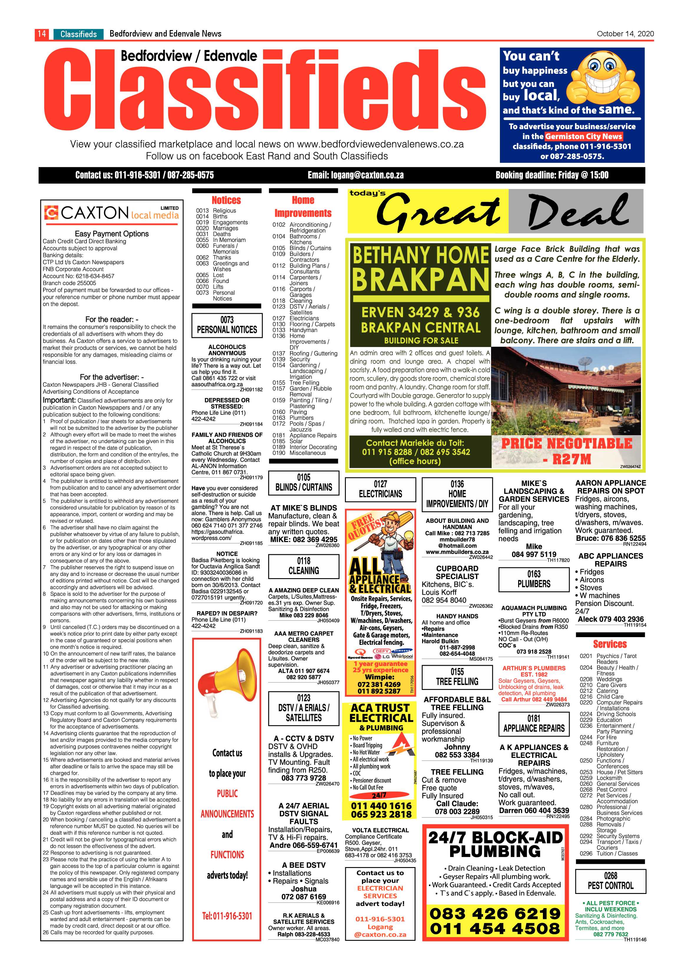 Bedford and Edenvale News 14 October 2020 page 14