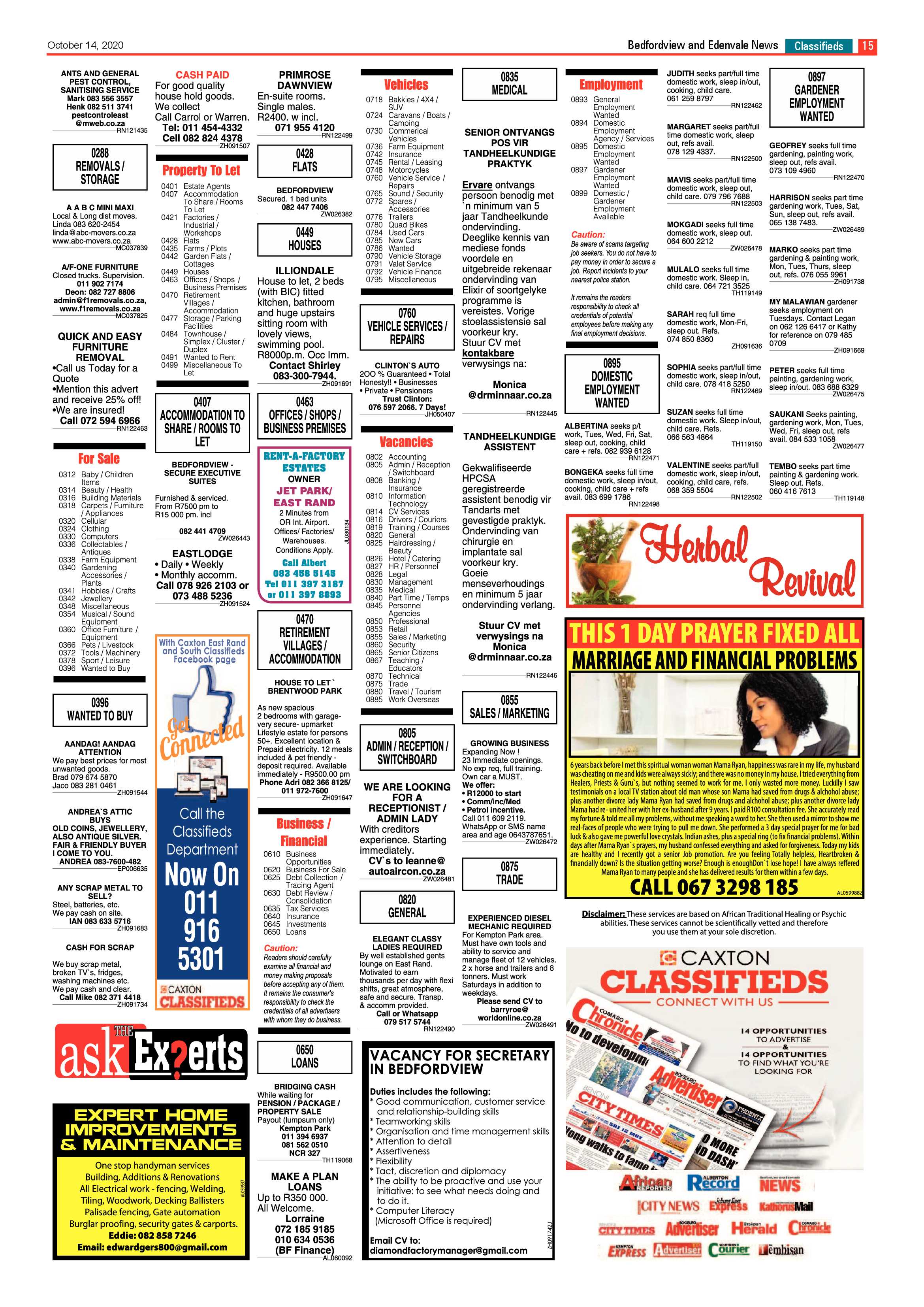 Bedford and Edenvale News 14 October 2020 page 15