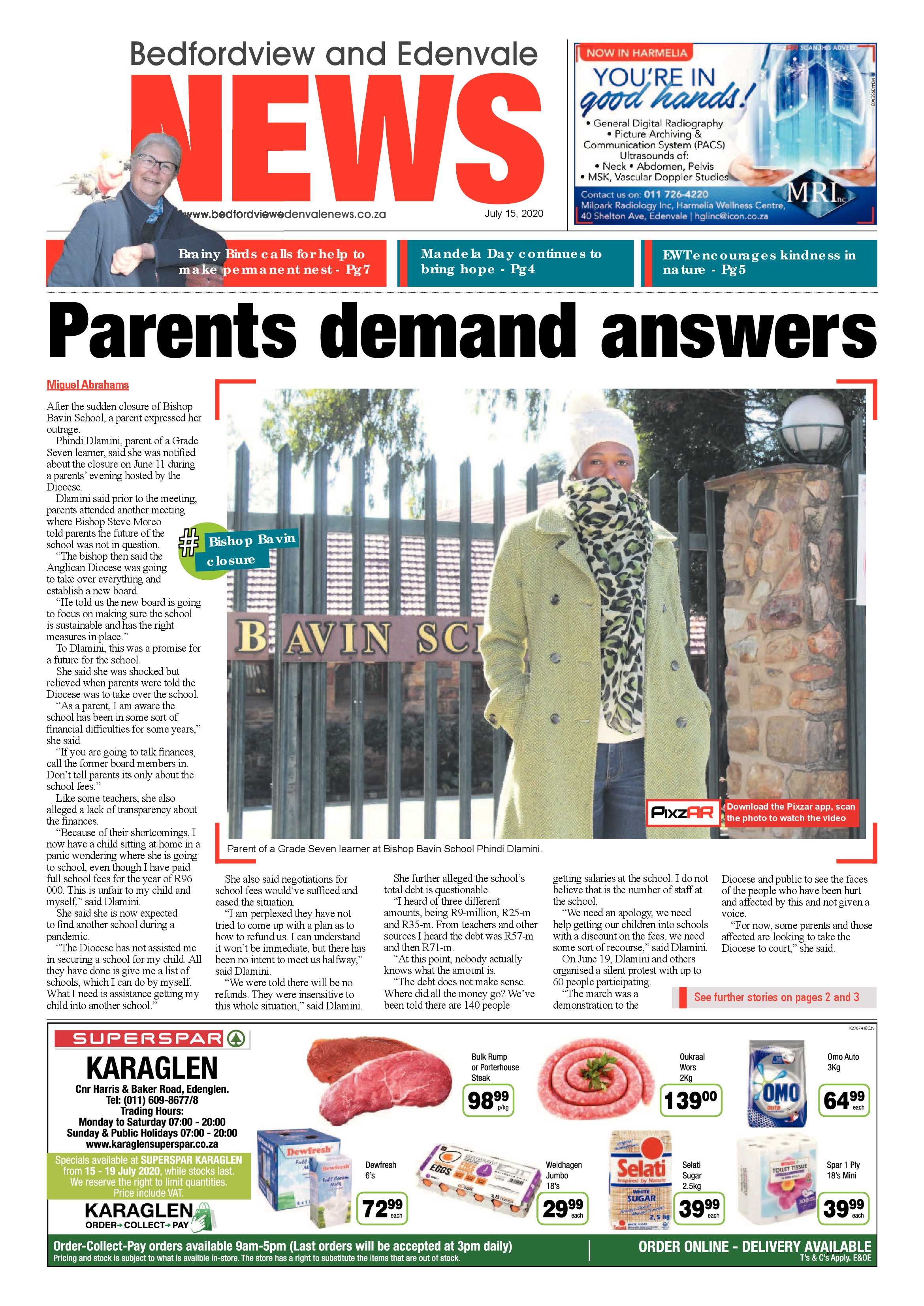 Bedford and Edenvale News 15 July 2020 page 1