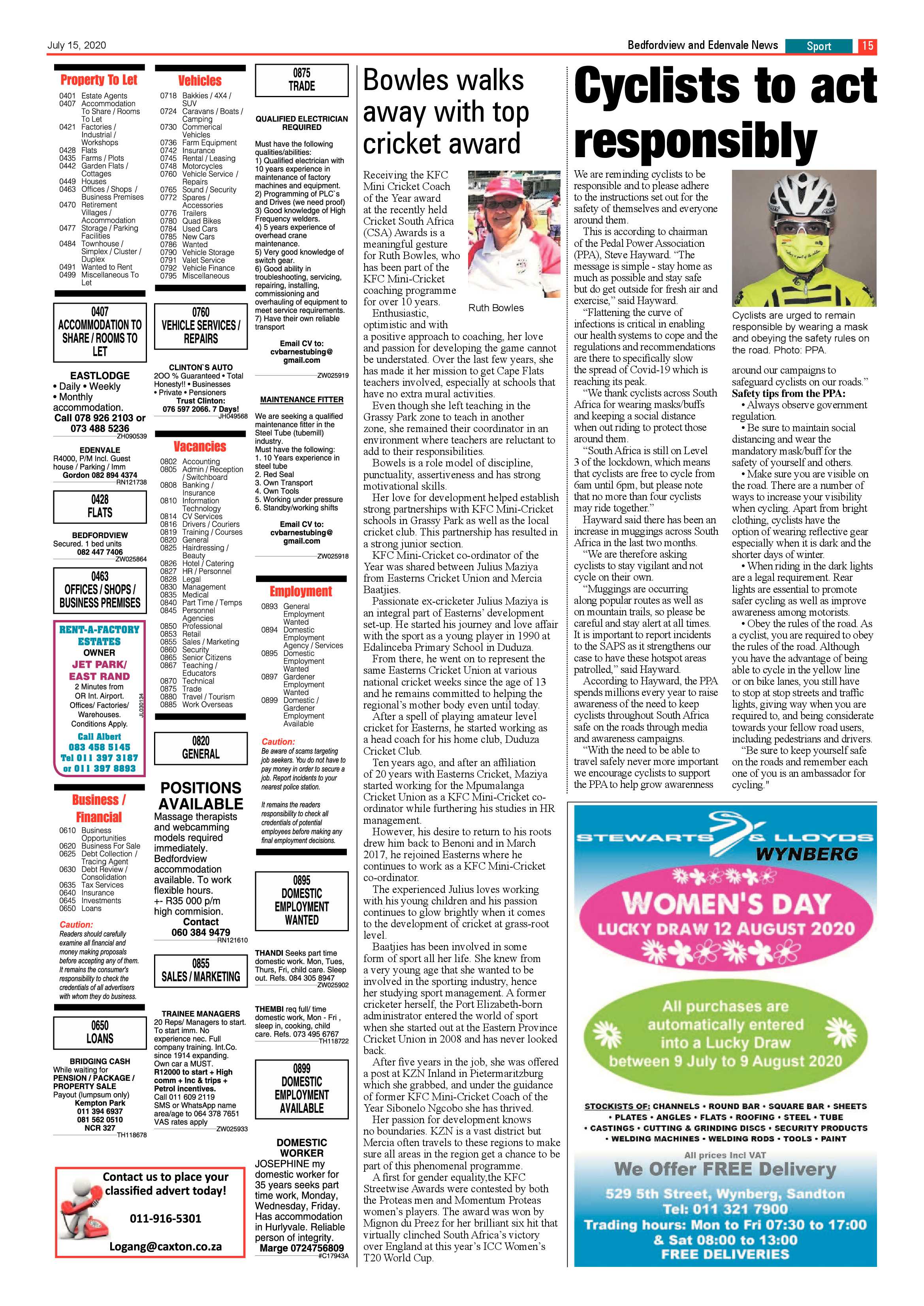Bedford and Edenvale News 15 July 2020 page 15