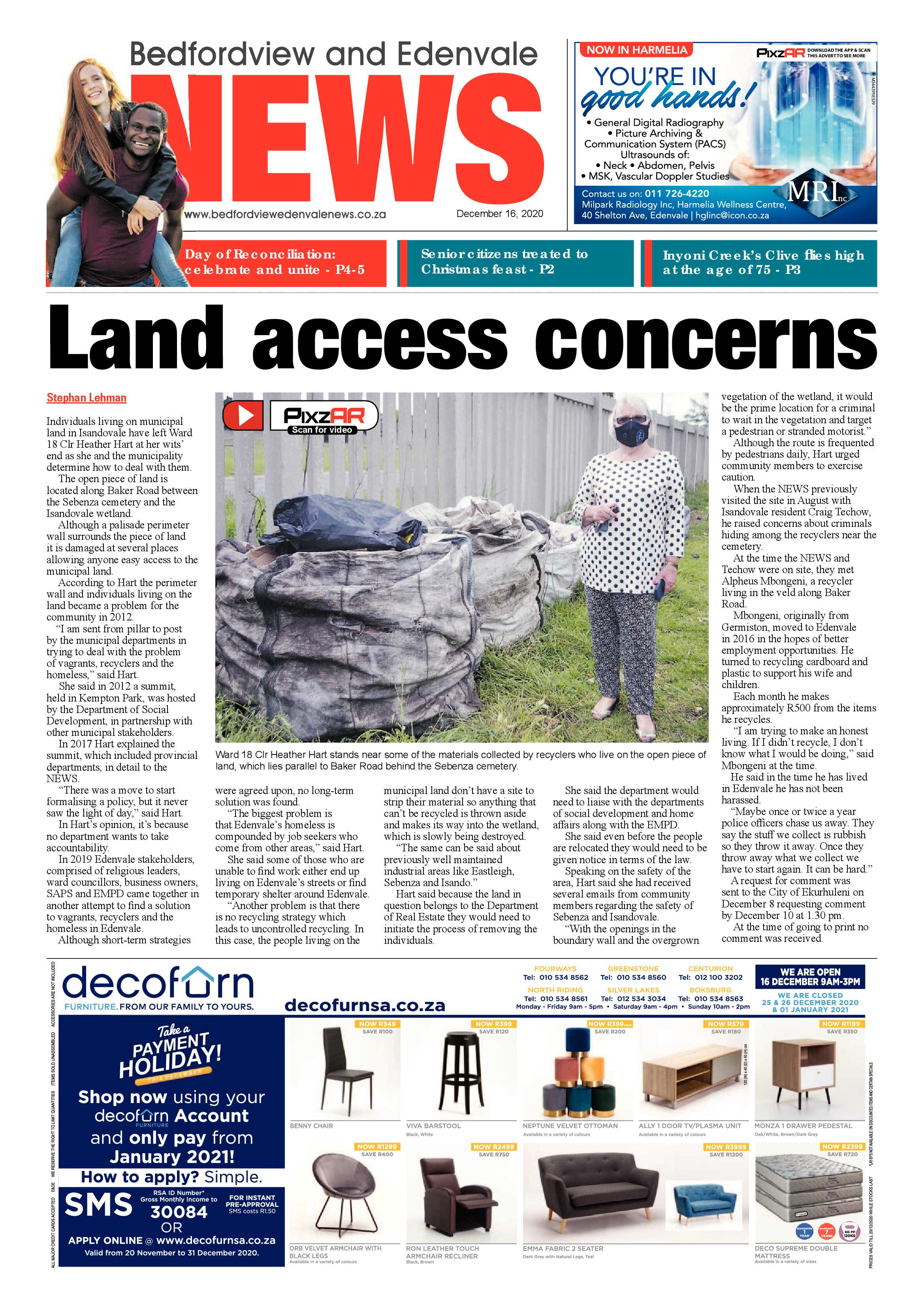 Bedford and Edenvale News 16 December .2020 page 1