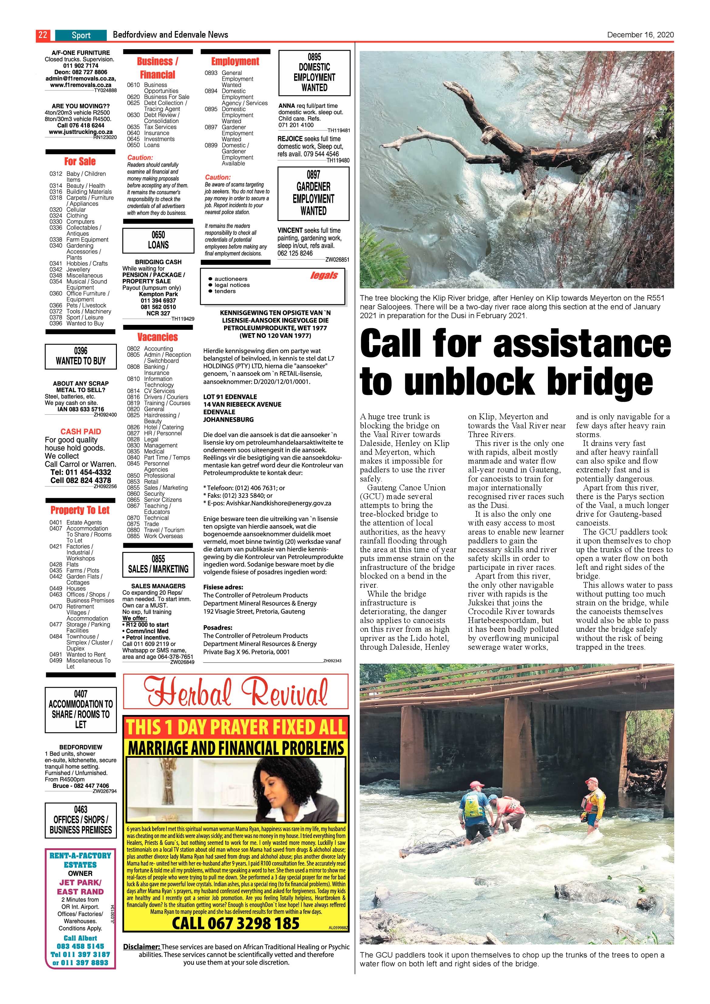 Bedford and Edenvale News 16 December .2020 page 22