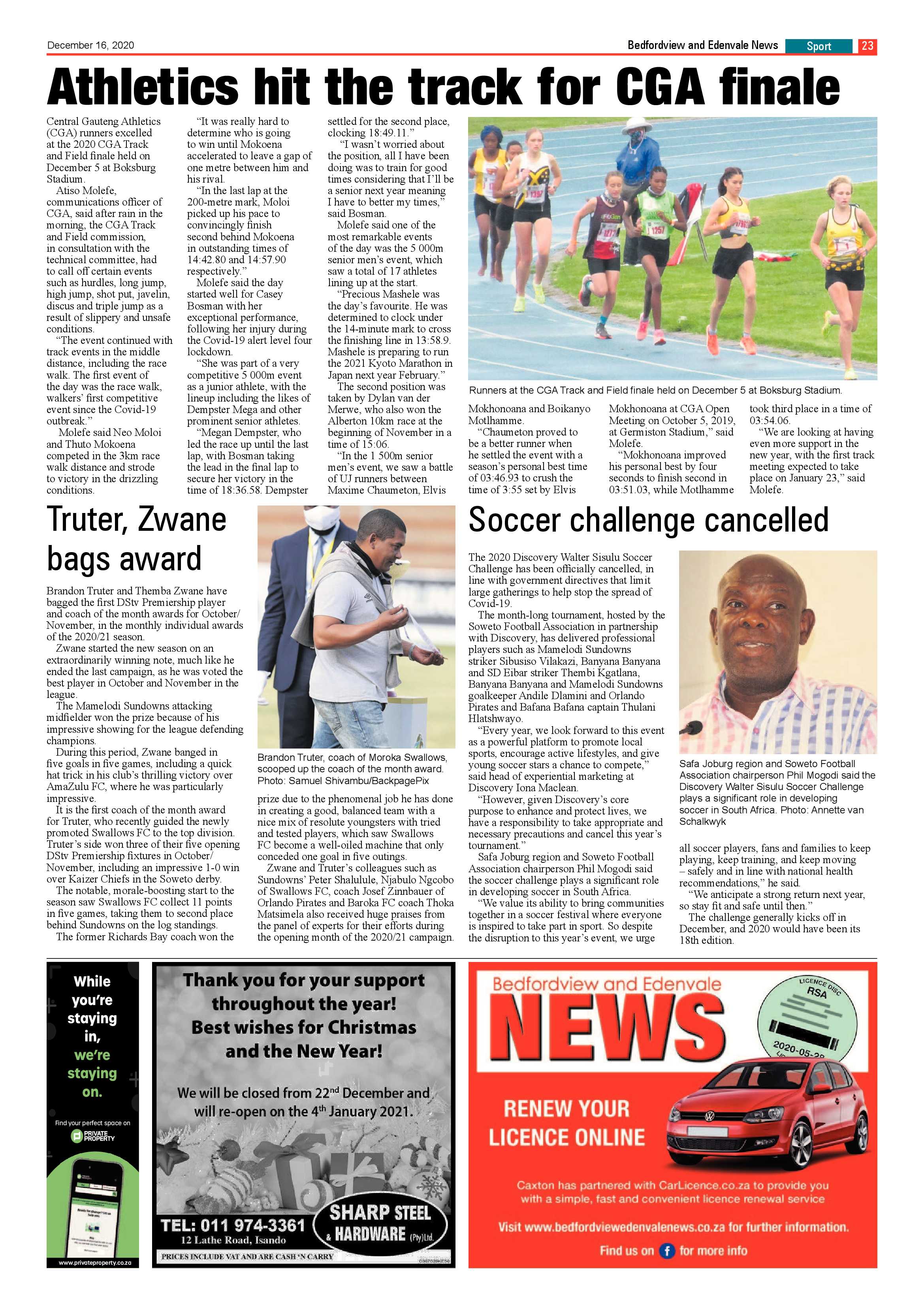 Bedford and Edenvale News 16 December .2020 page 23