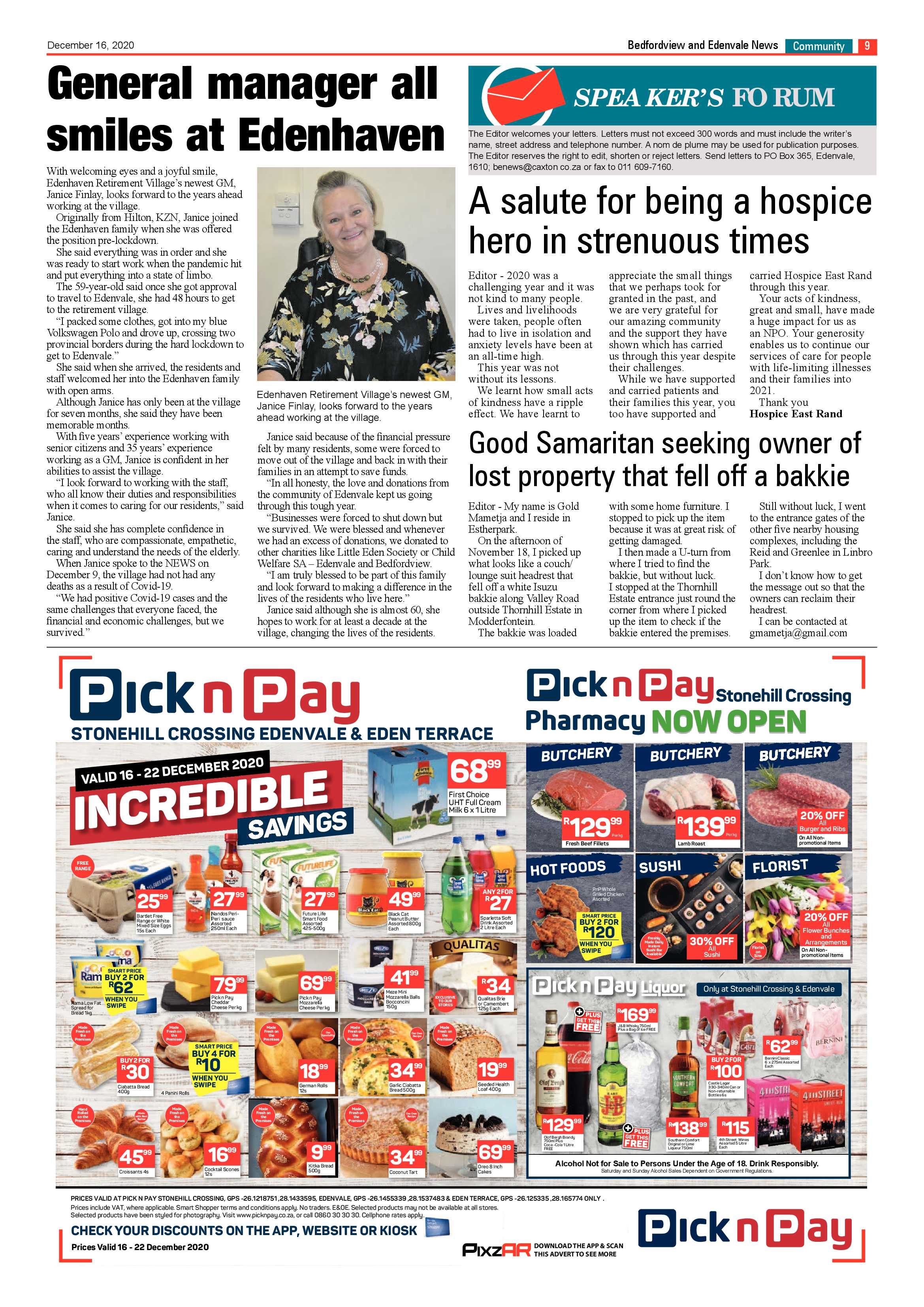 Bedford and Edenvale News 16 December .2020 page 9