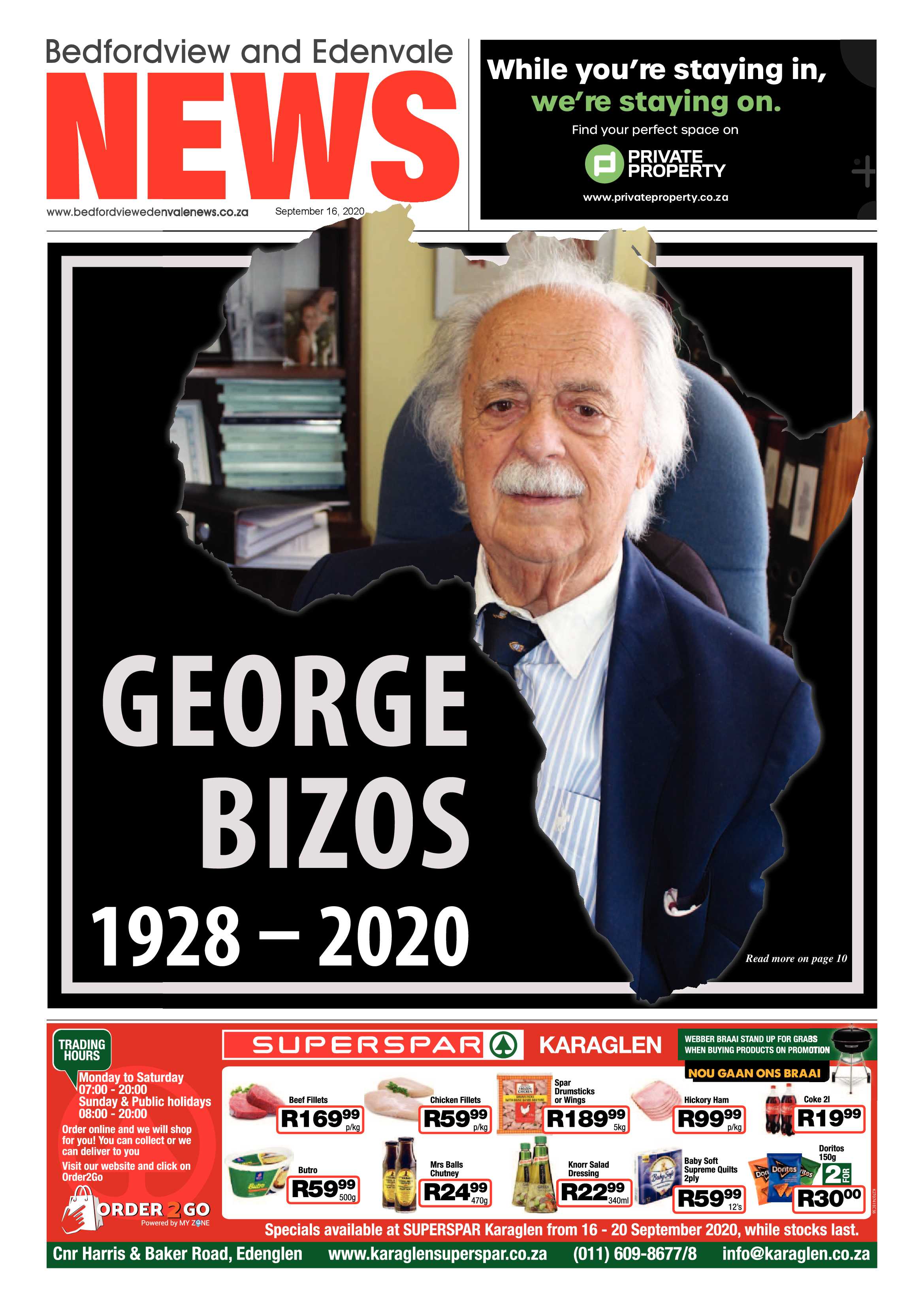 Bedford and Edenvale News 16 September 2020 page 1