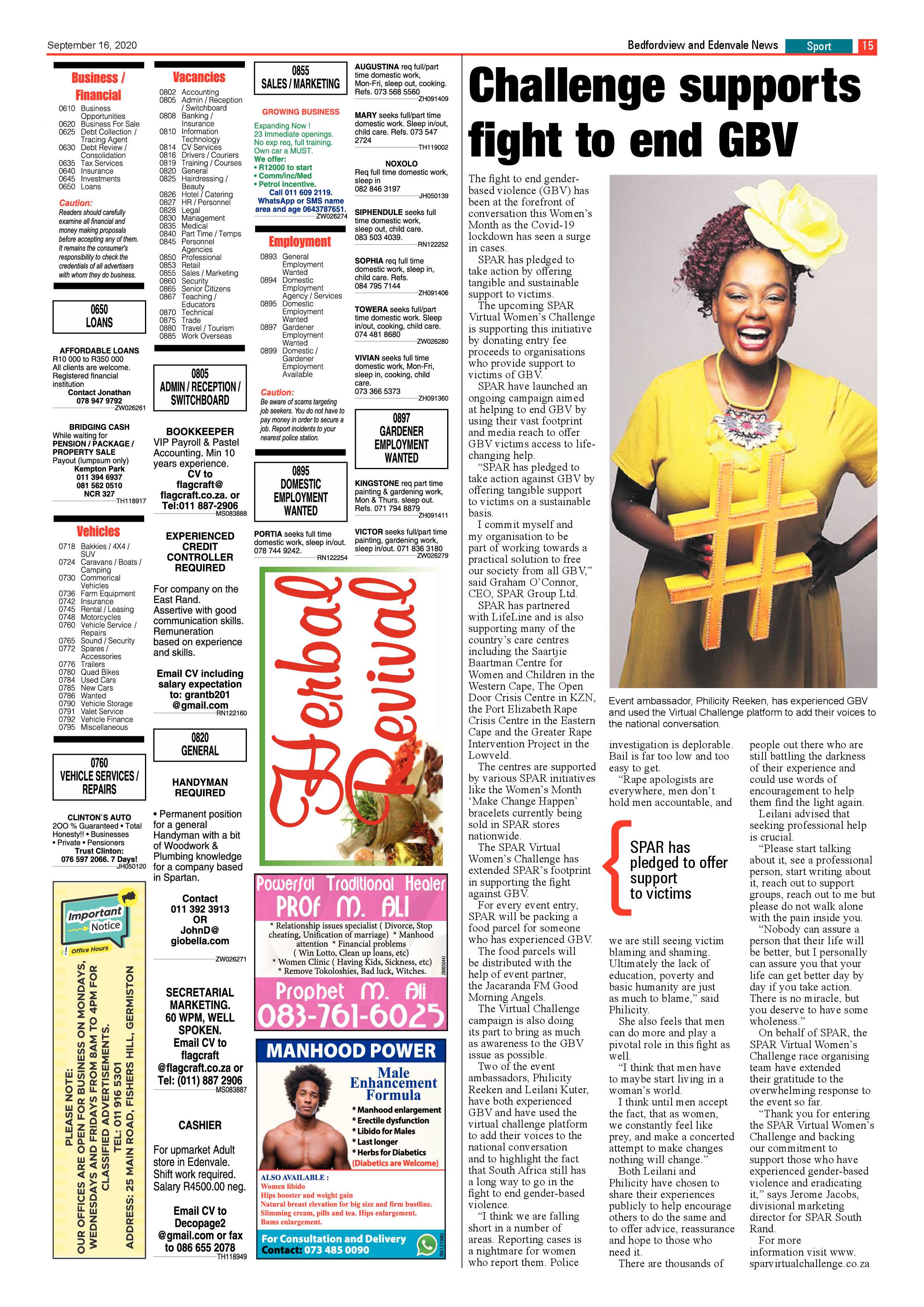 Bedford and Edenvale News 16 September 2020 page 15