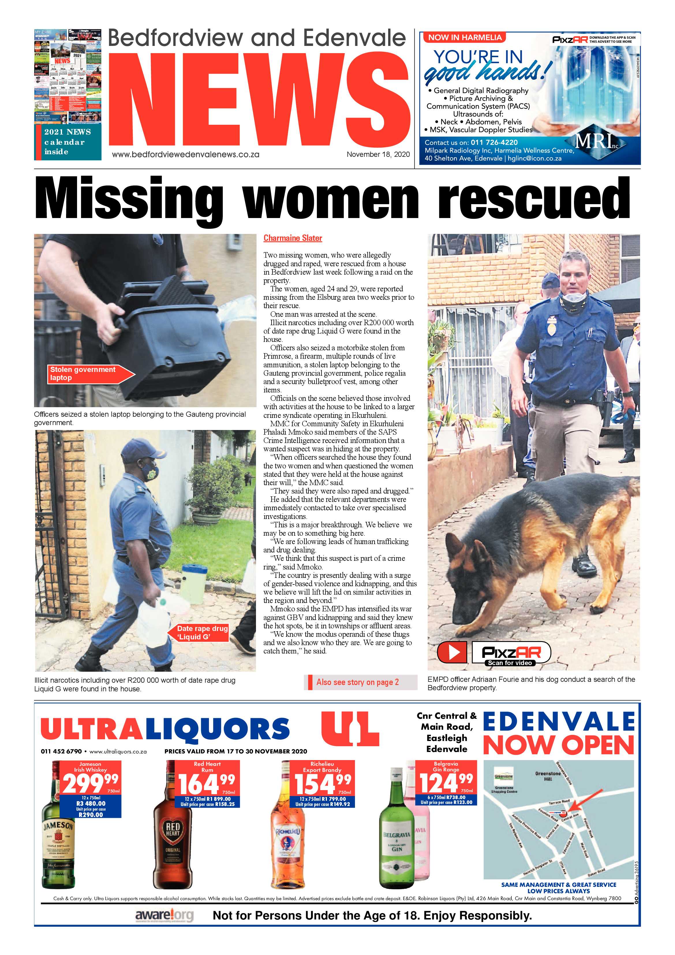 Bedford and Edenvale News 18  November 2020 page 1