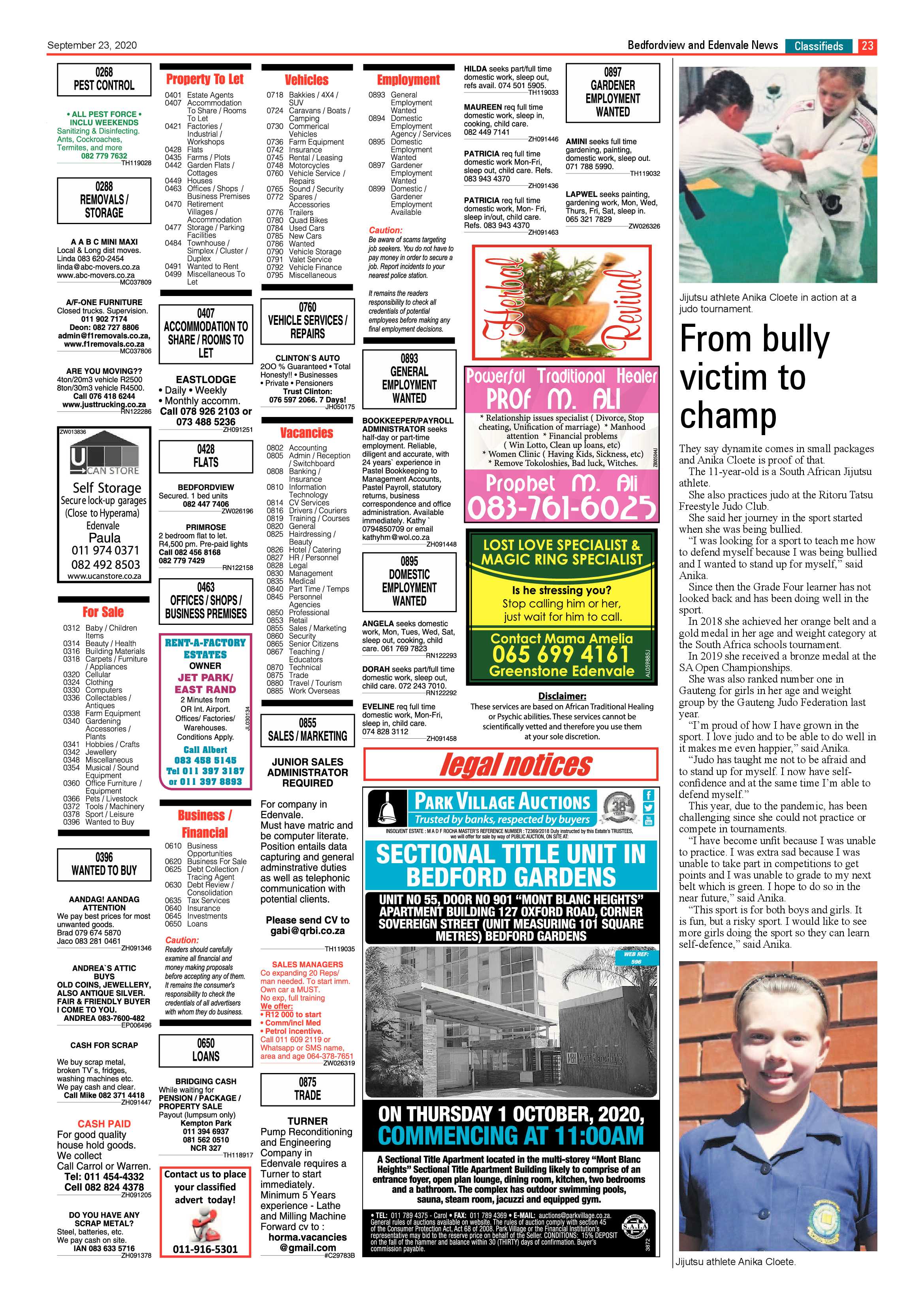 Bedford and Edenvale News 23 September 2020 page 23