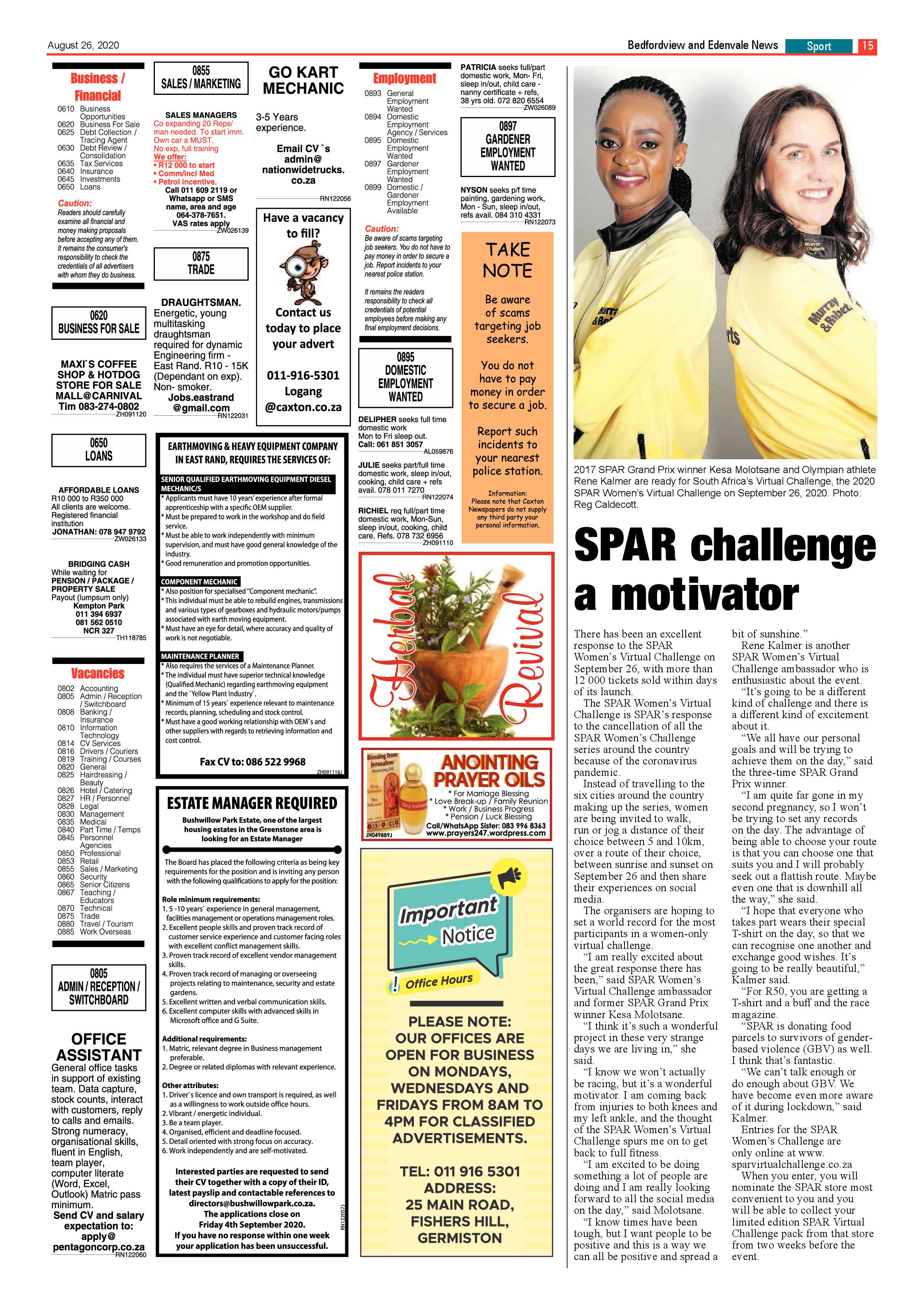 Bedford and Edenvale News 26 August 2020 page 15