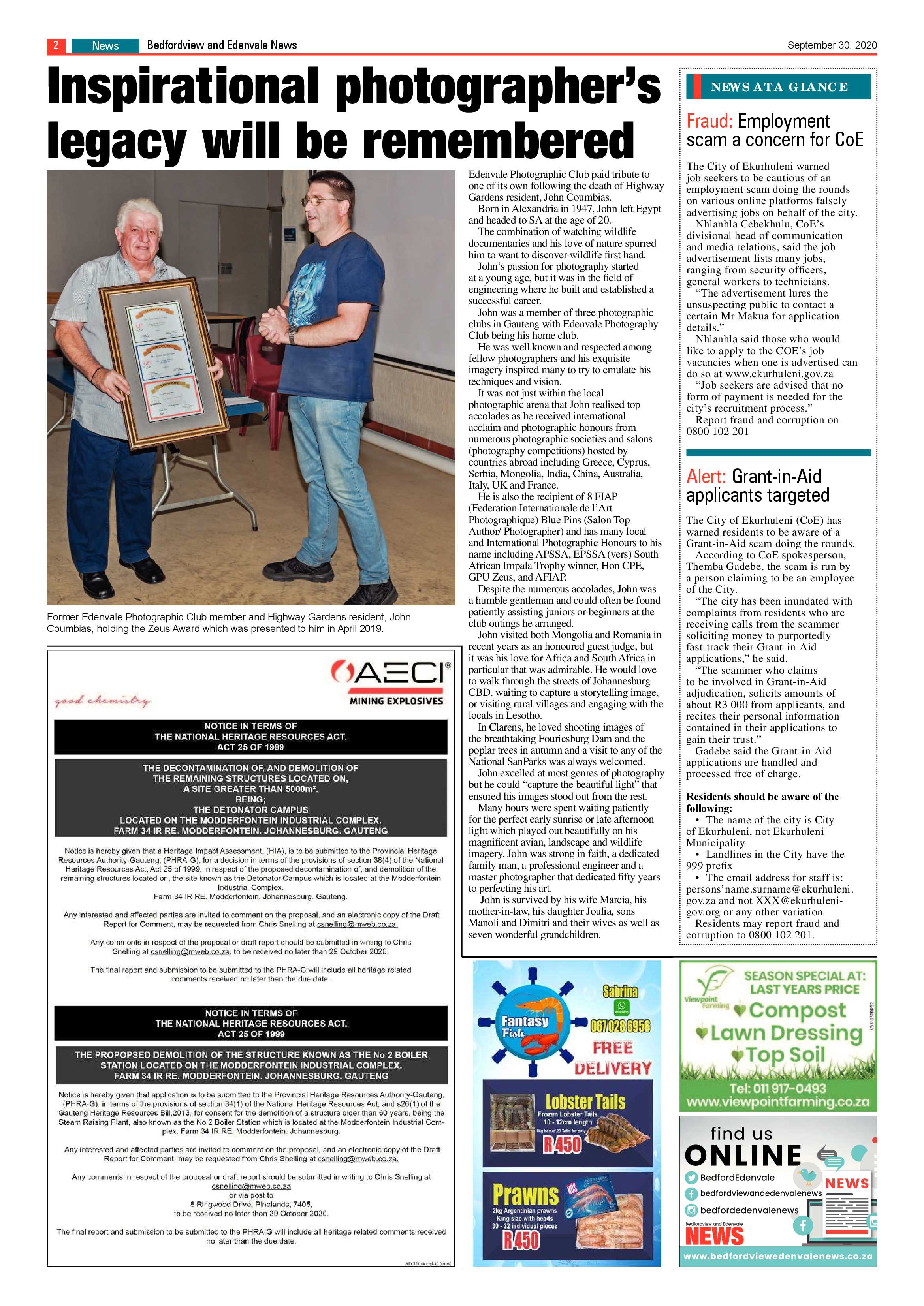 Bedford and Edenvale News 30 September 2020 page 2