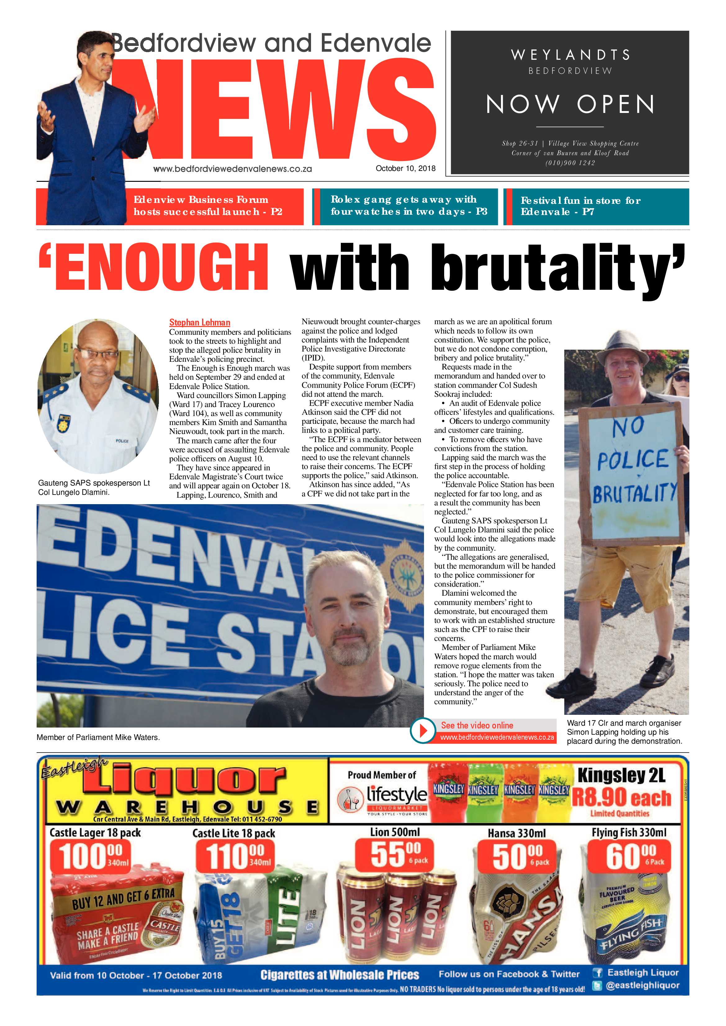 Bedford and Edenvale news 10 October 2018 page 1