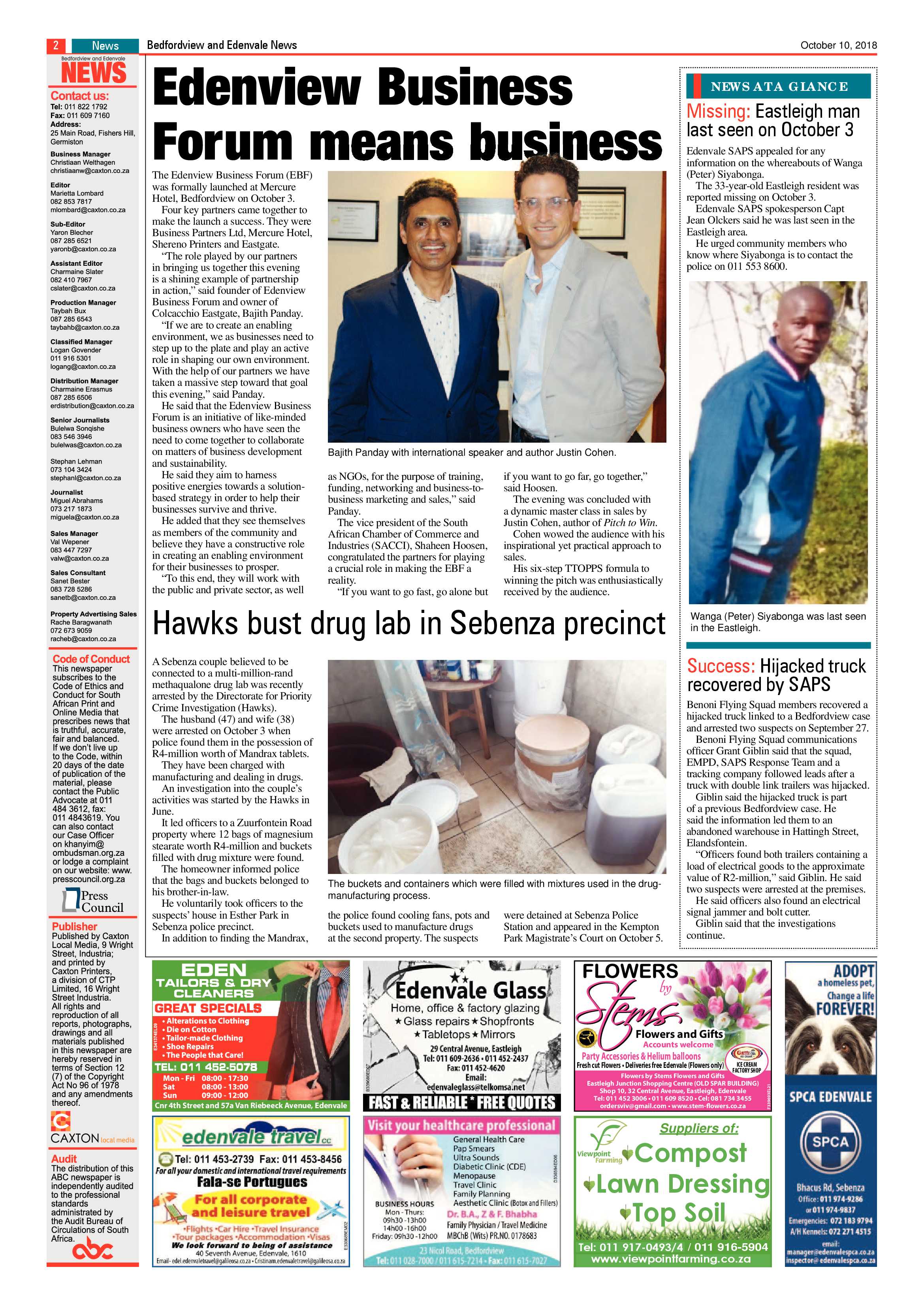 Bedford and Edenvale news 10 October 2018 page 2