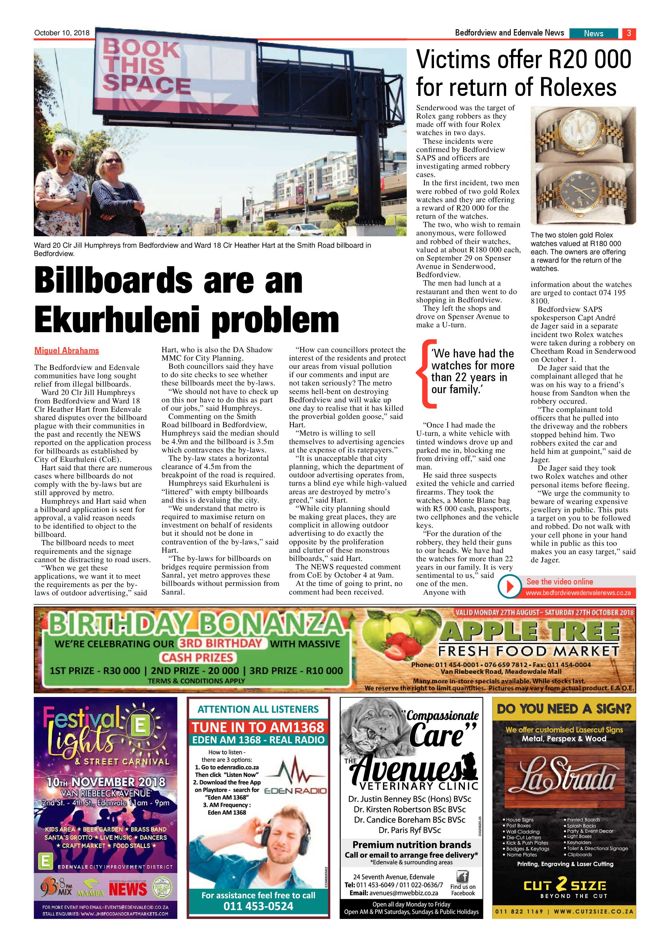 Bedford and Edenvale news 10 October 2018 page 3