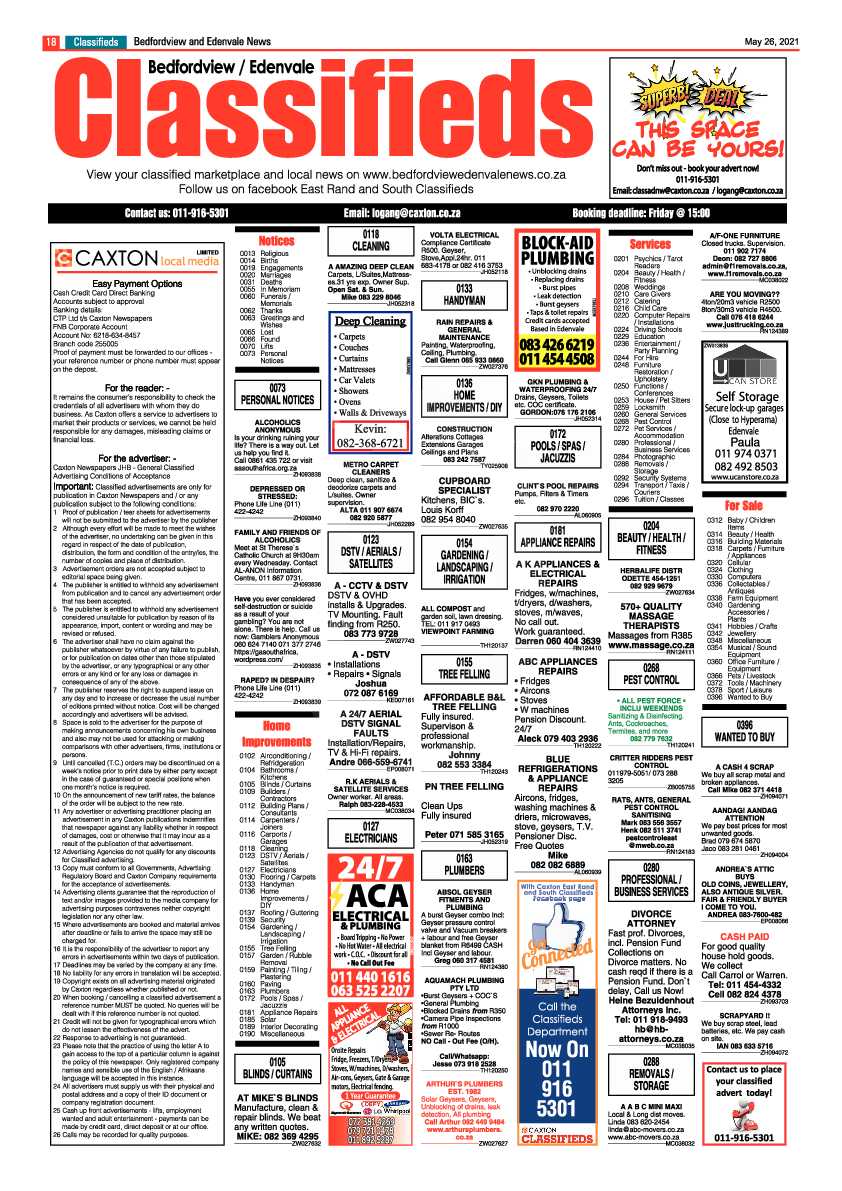 Bedfordview/Edenvale News 26 May 2021 page 18