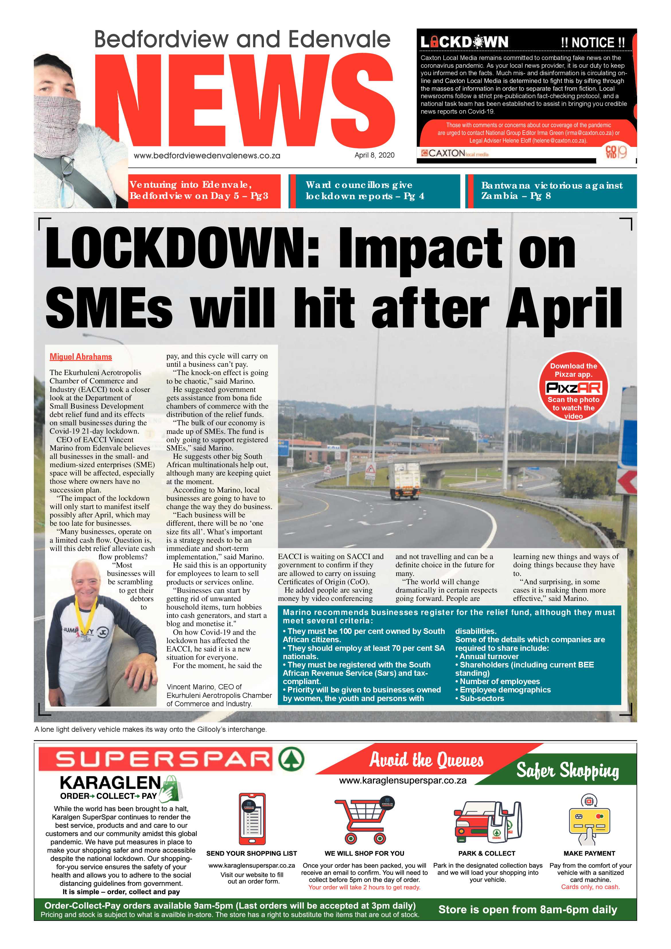 Bedfordview Edenvale News 8 April 2020 page 1