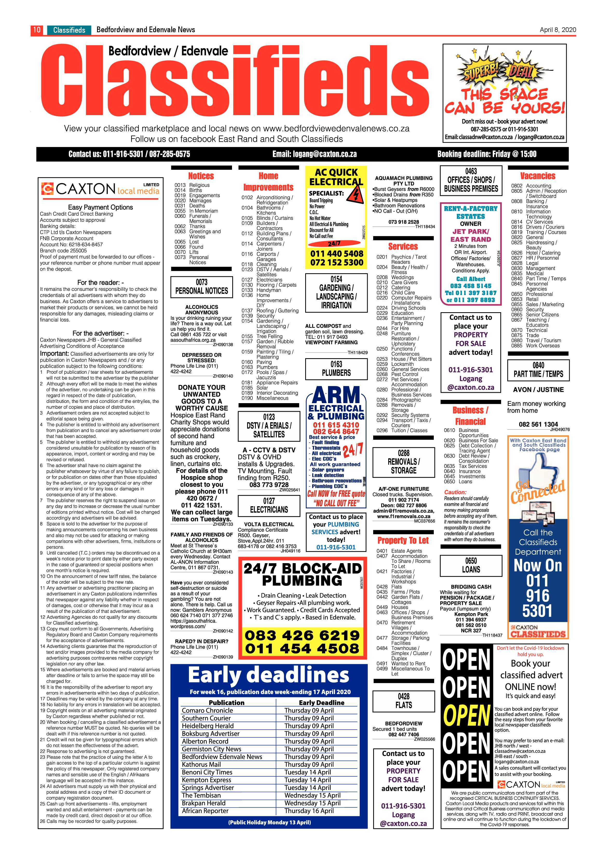 Bedfordview Edenvale News 8 April 2020 page 10