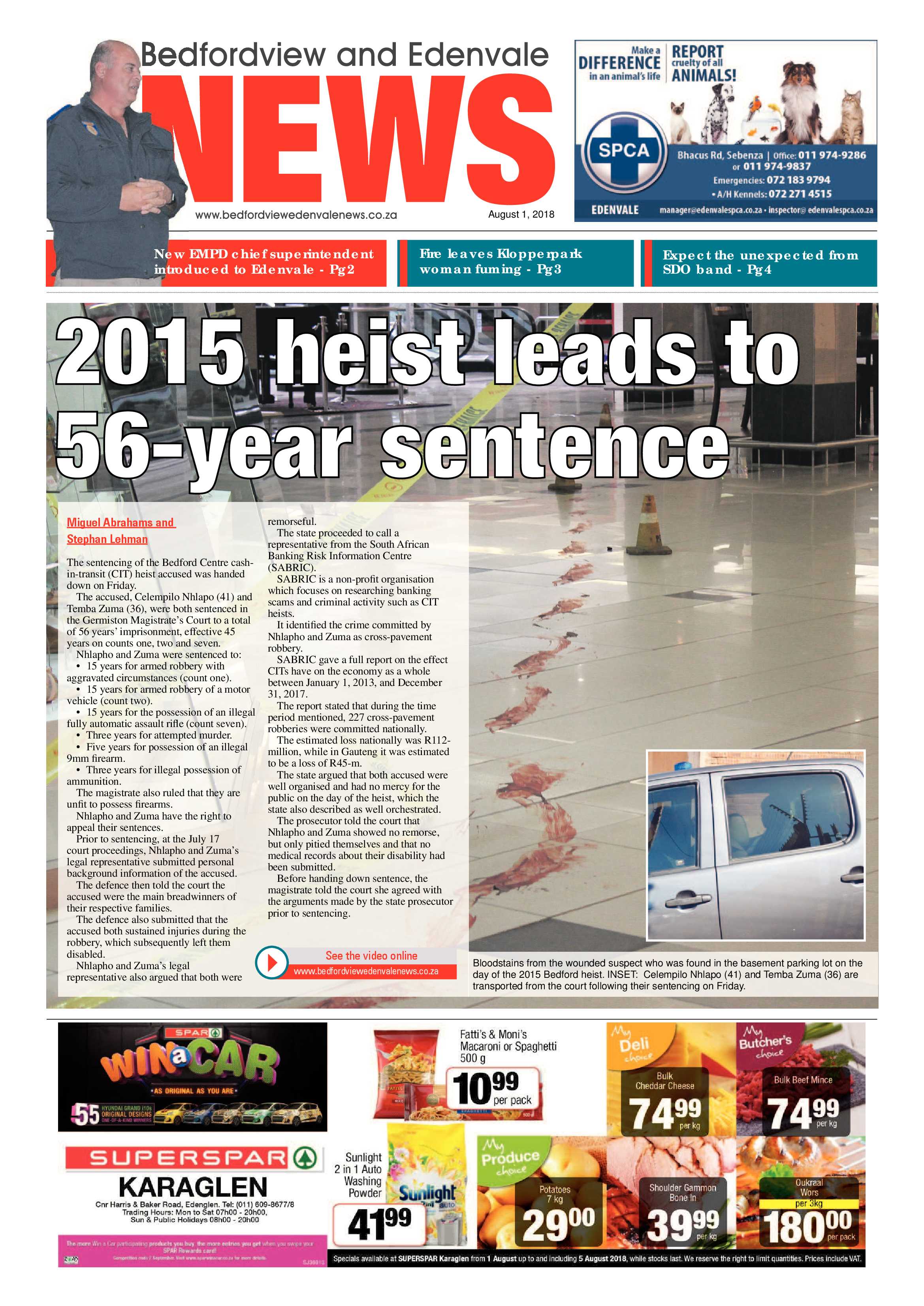 Bedfordview Edenvale News 01 August 2018 page 1