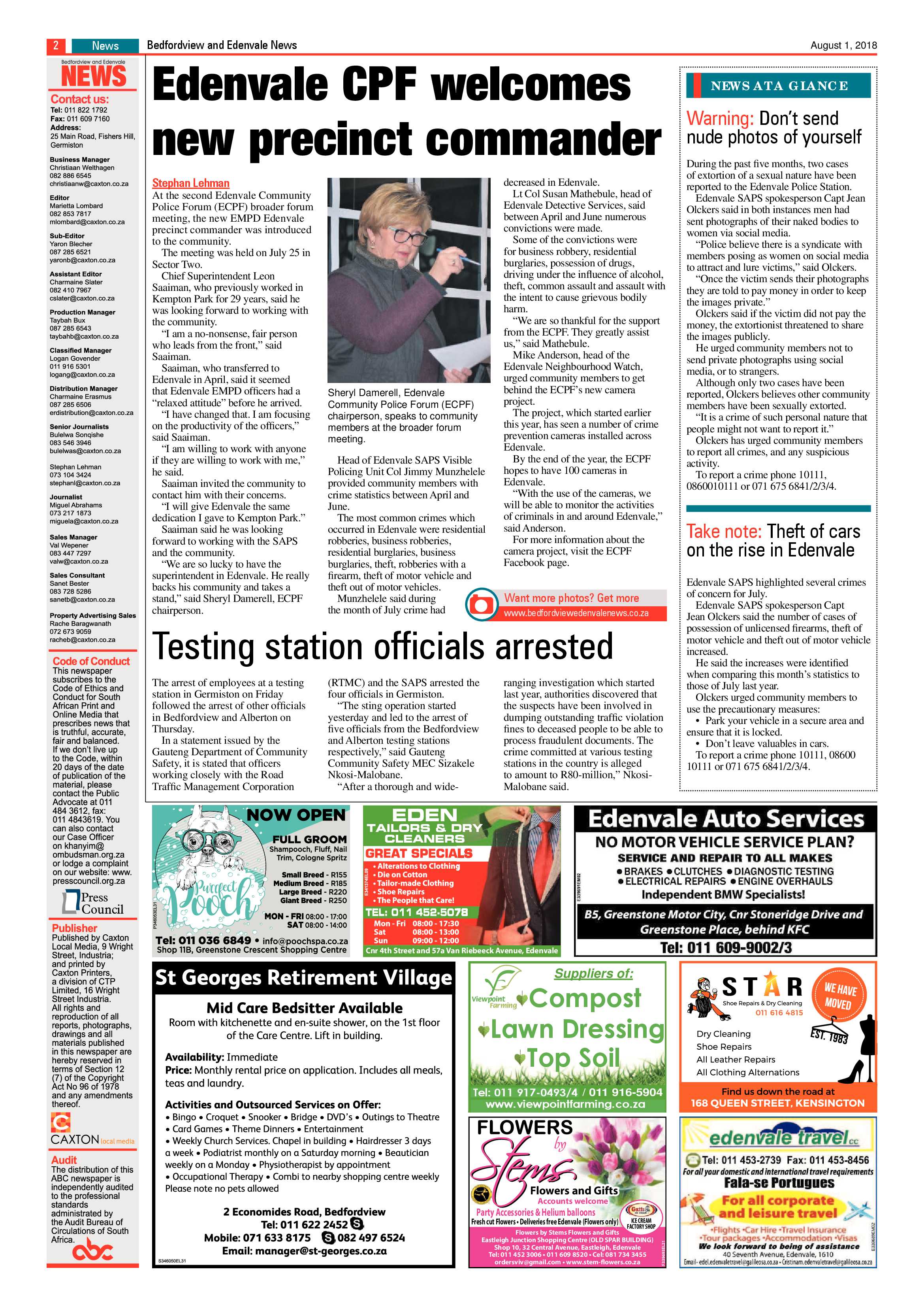 Bedfordview Edenvale News 01 August 2018 page 2