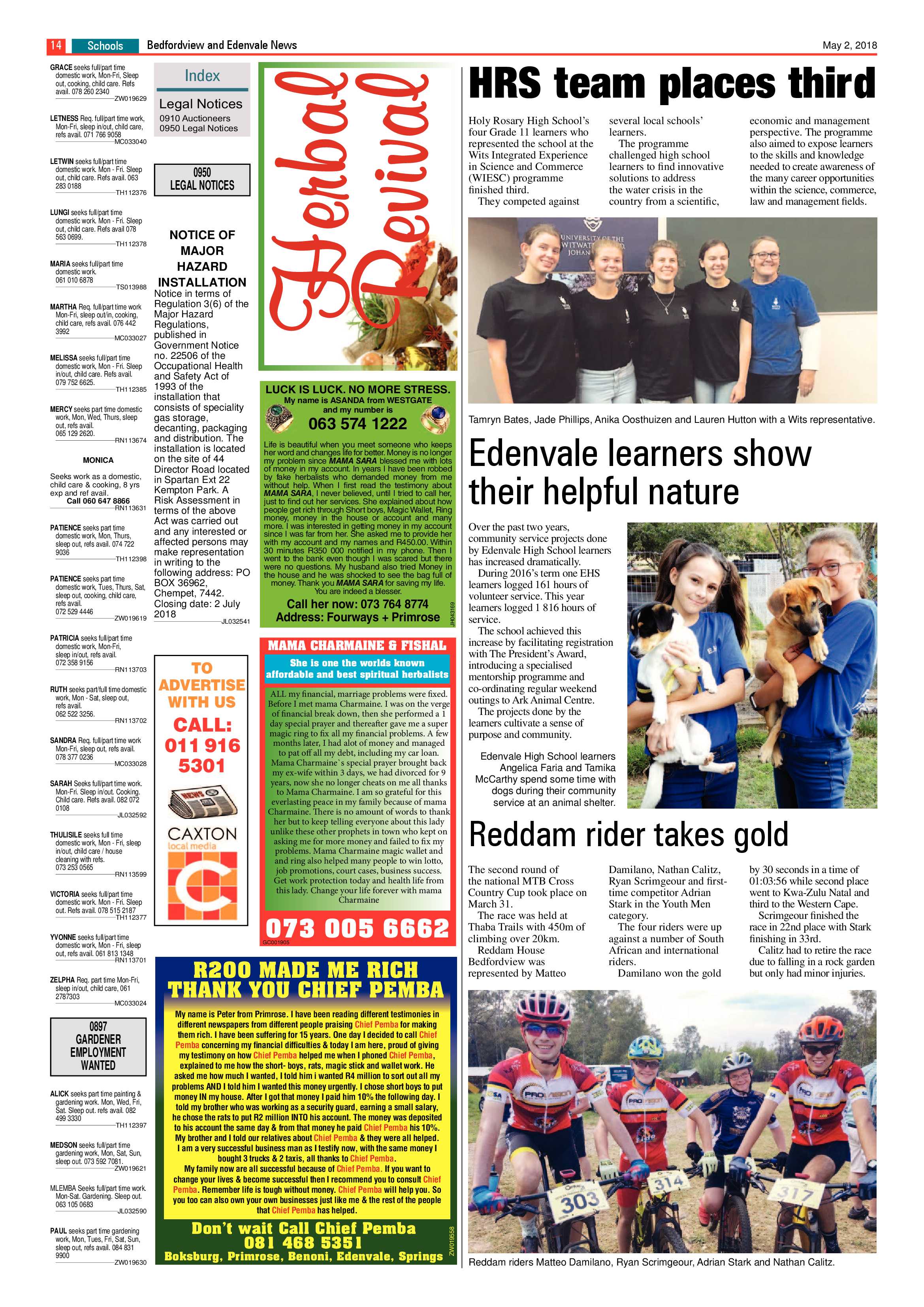Bedfordview Edenvale News 02 May 2018 page 14