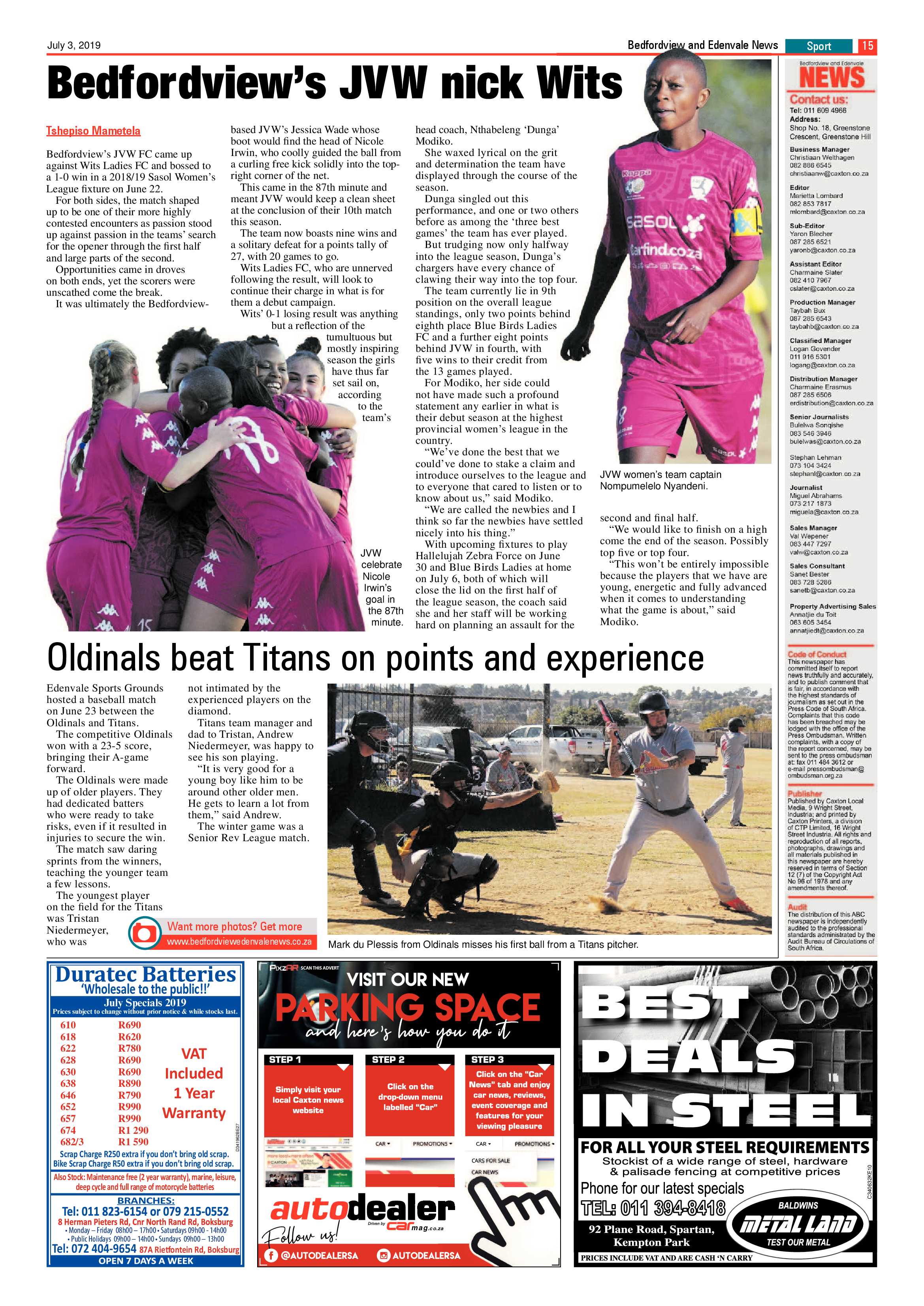 Bedfordview Edenvale News 03 July 2019 page 15