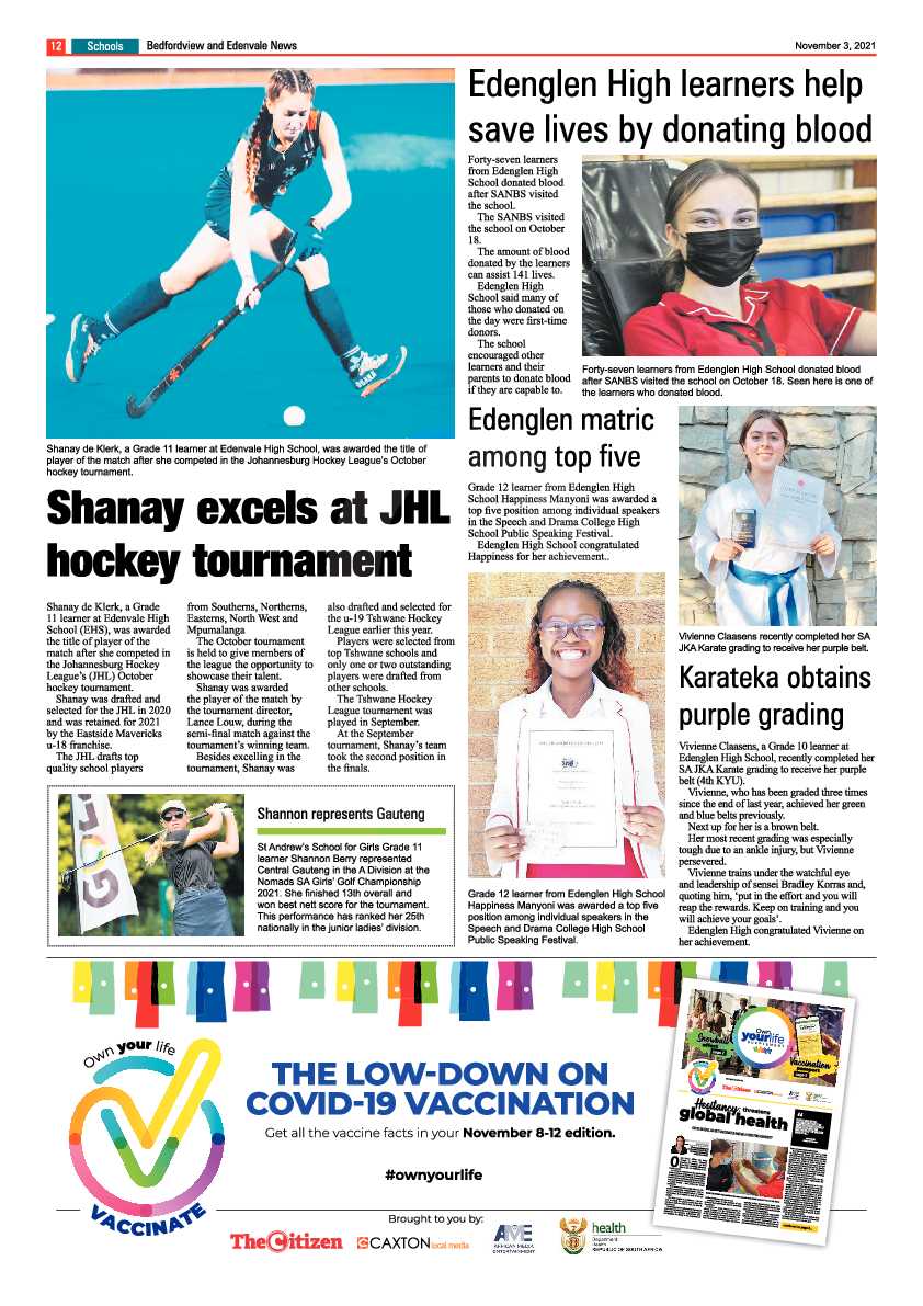Bedfordview Edenvale News 03 November 2021 page 12