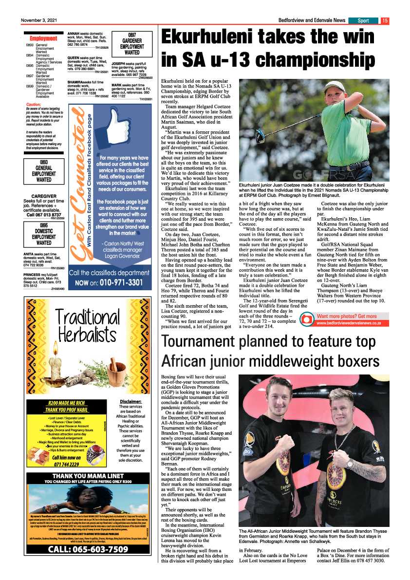 Bedfordview Edenvale News 03 November 2021 page 15