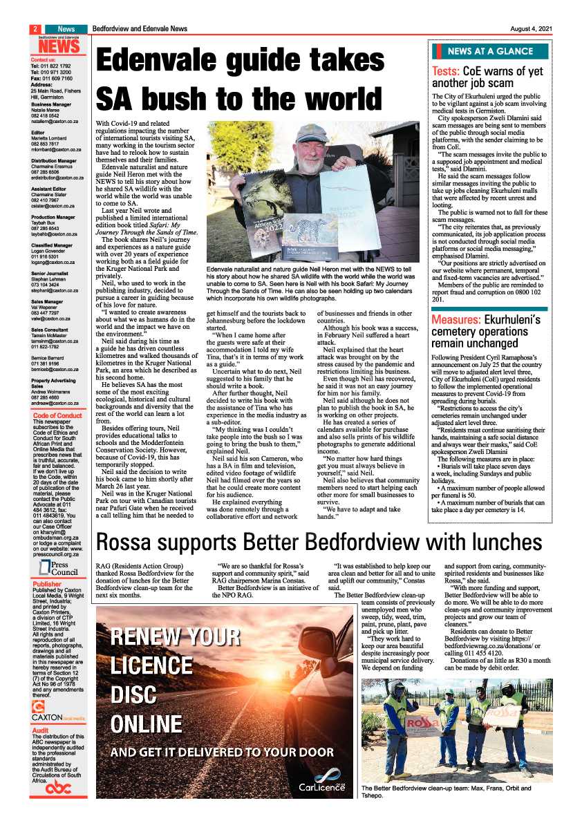 Bedfordview Edenvale News 04 August 2021 page 2