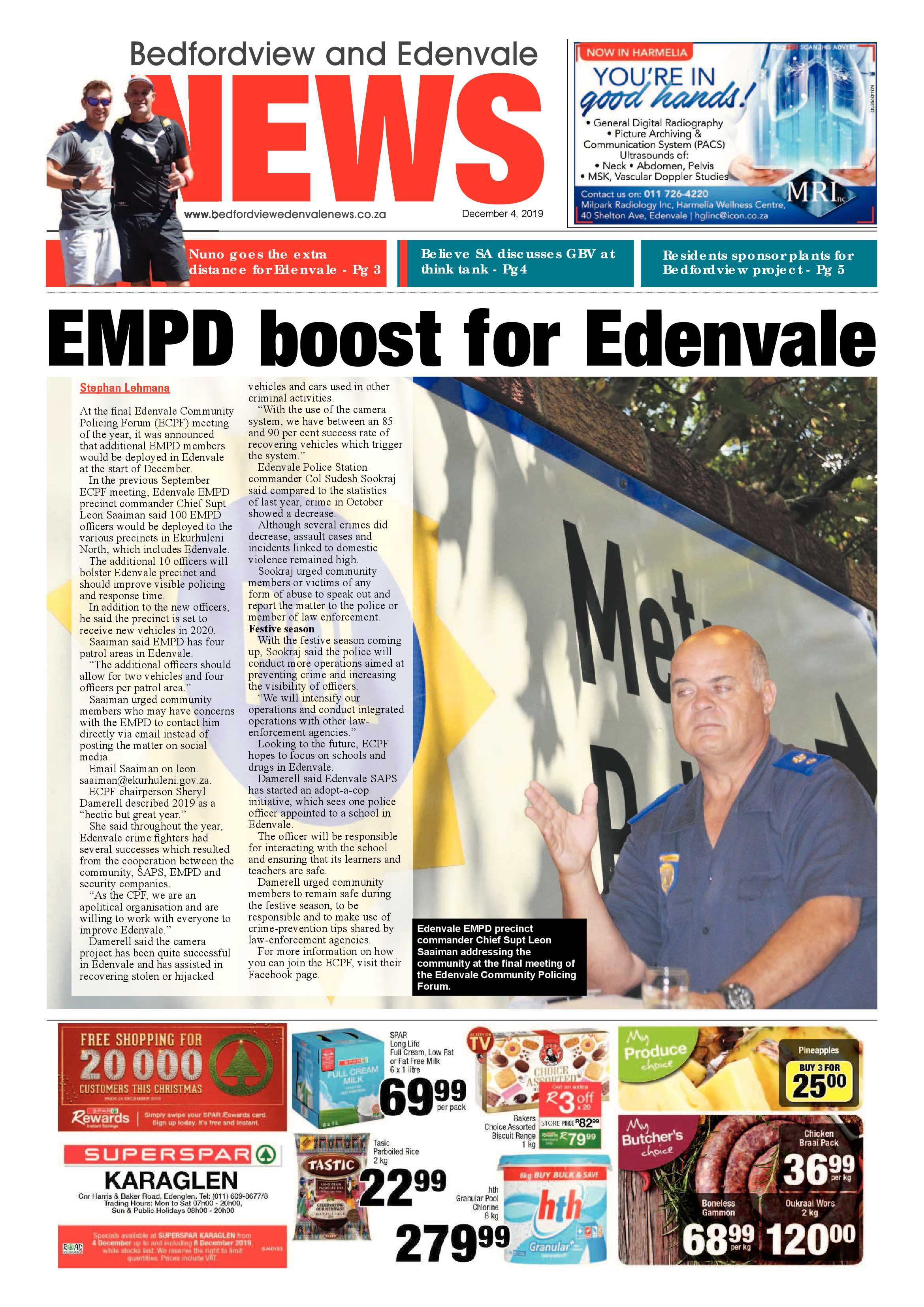 Bedfordview Edenvale News 04 December 2019 page 1