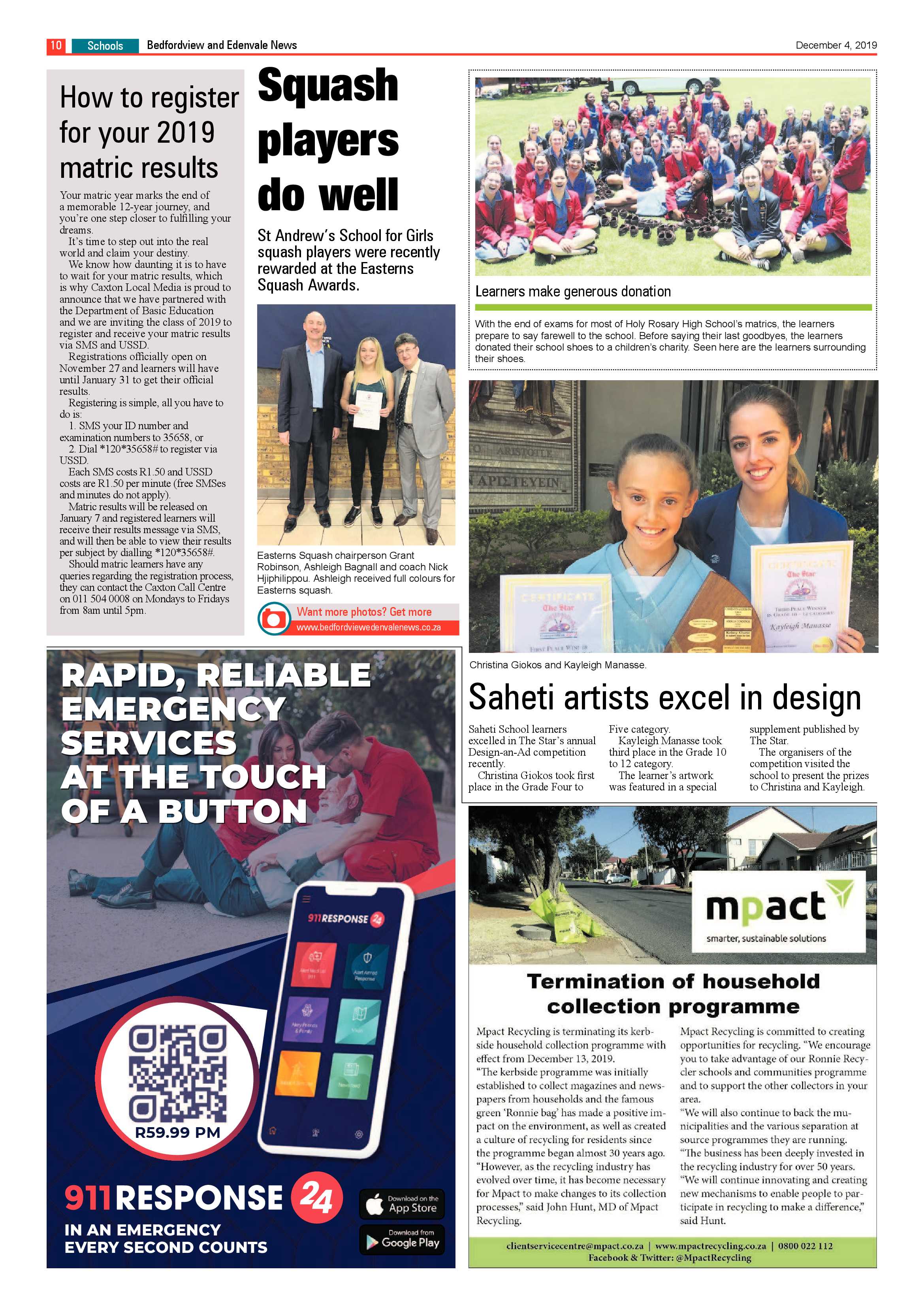 Bedfordview Edenvale News 04 December 2019 page 10