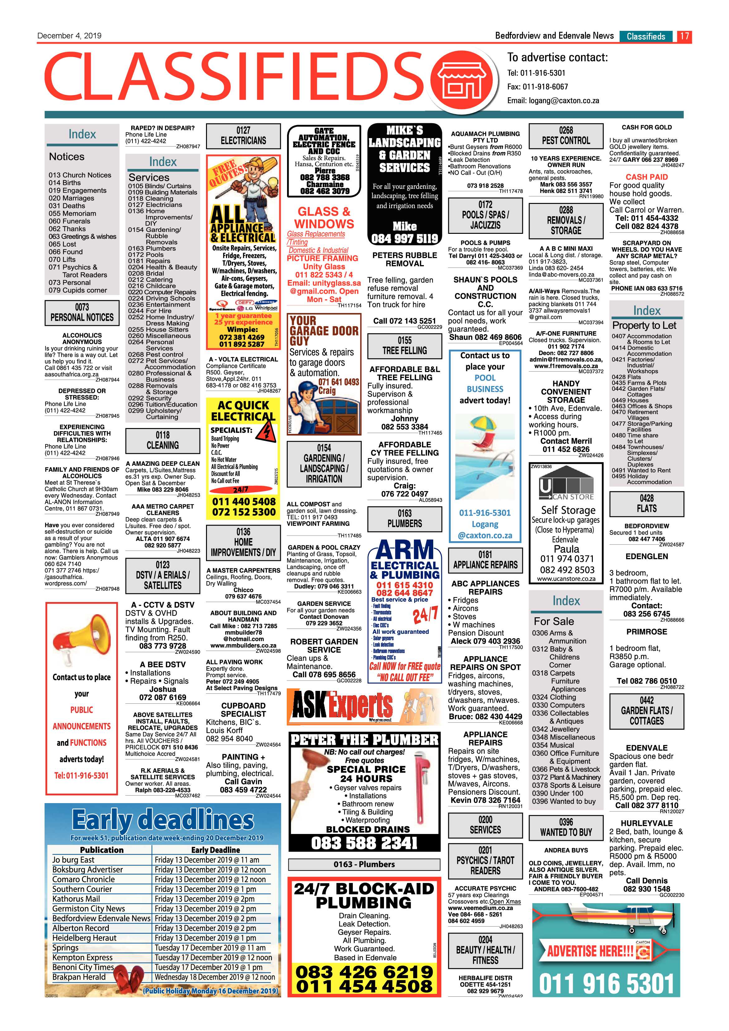 Bedfordview Edenvale News 04 December 2019 page 17