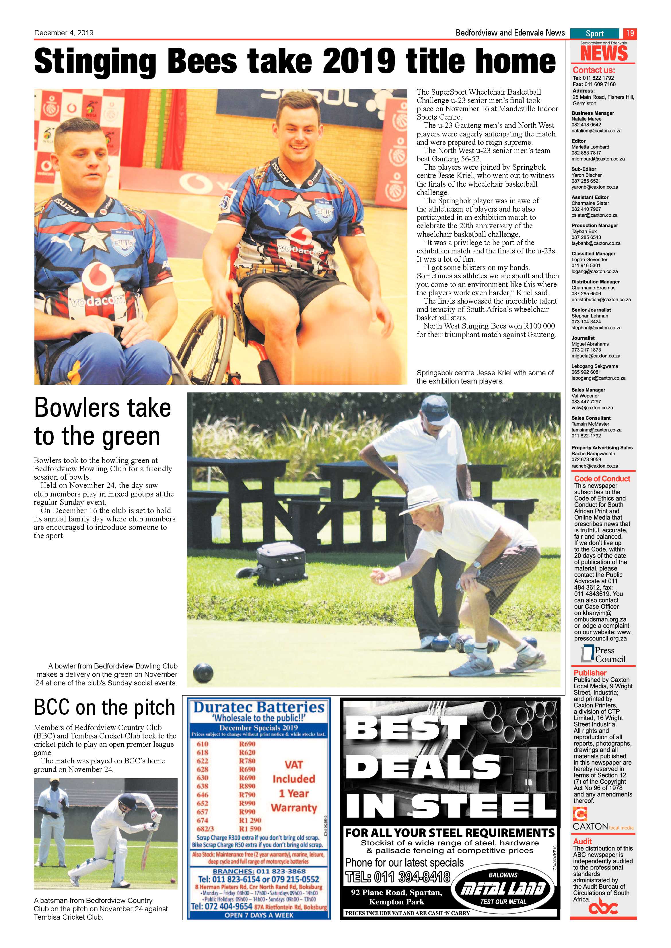 Bedfordview Edenvale News 04 December 2019 page 19