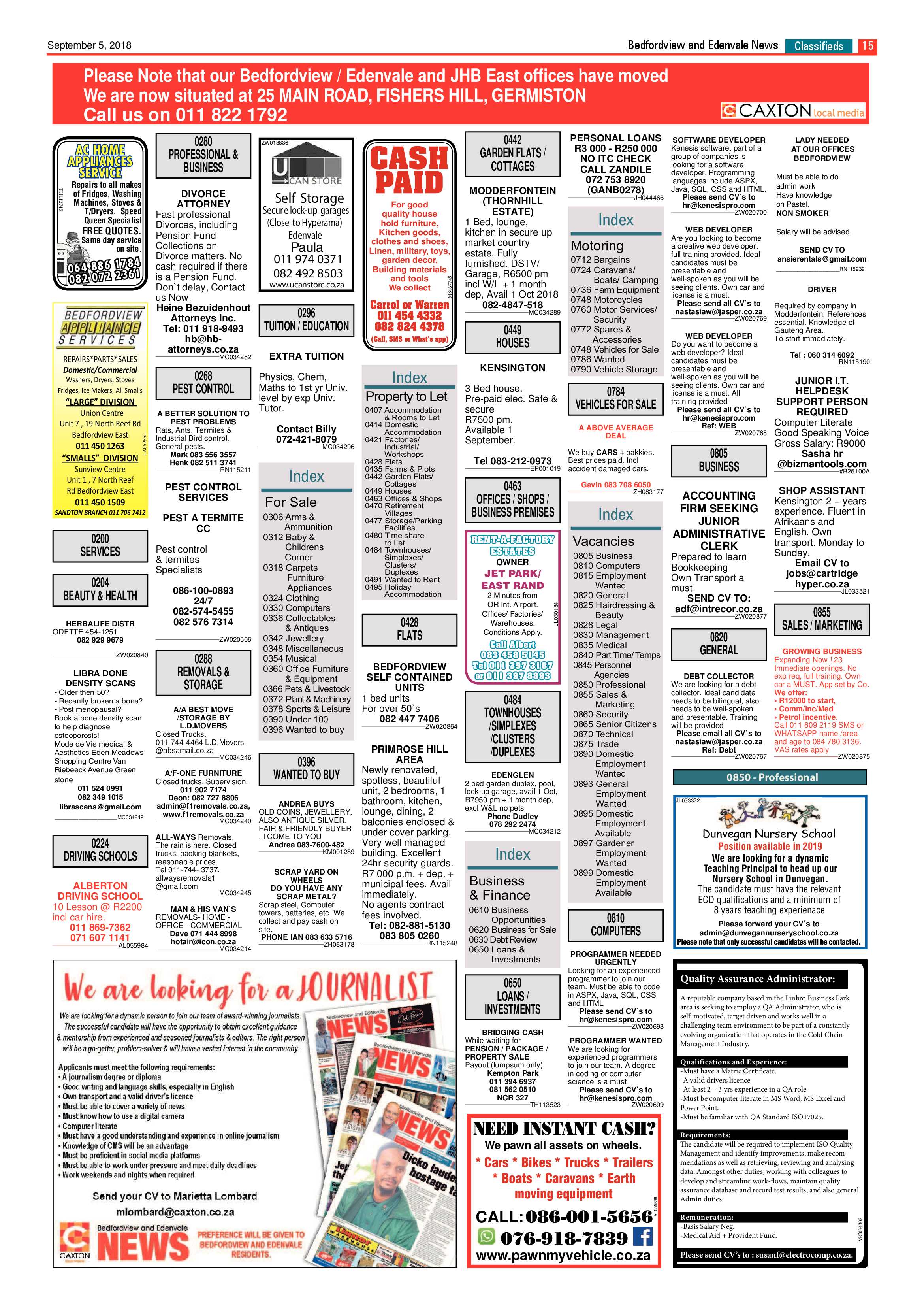 Bedfordview Edenvale News 05 September 2018 page 15