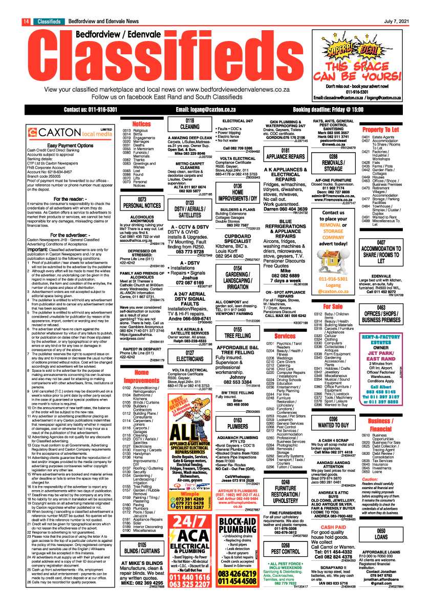Bedfordview Edenvale News 07 July 2021 page 14