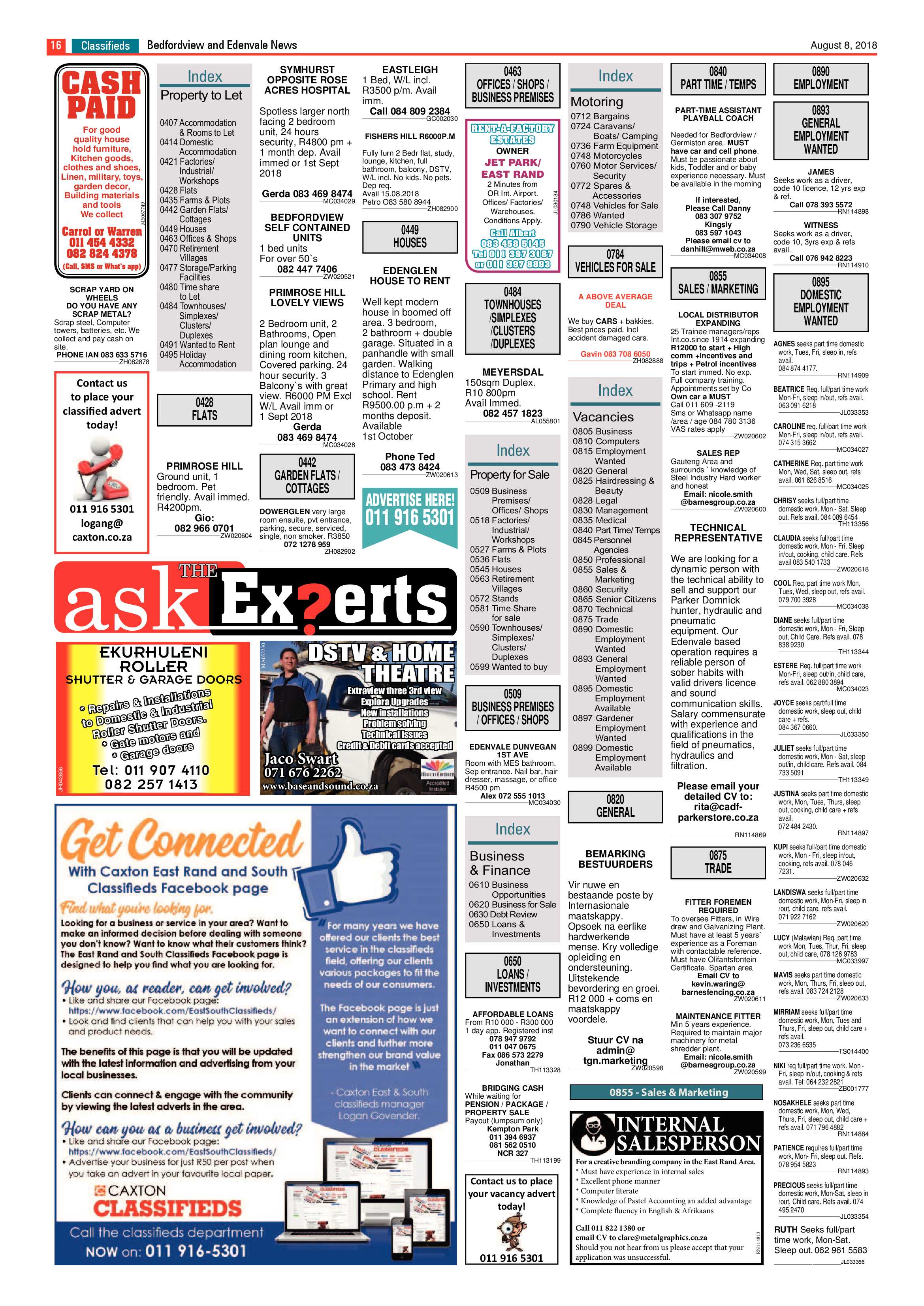 Bedfordview Edenvale News 08 August 2018 page 16