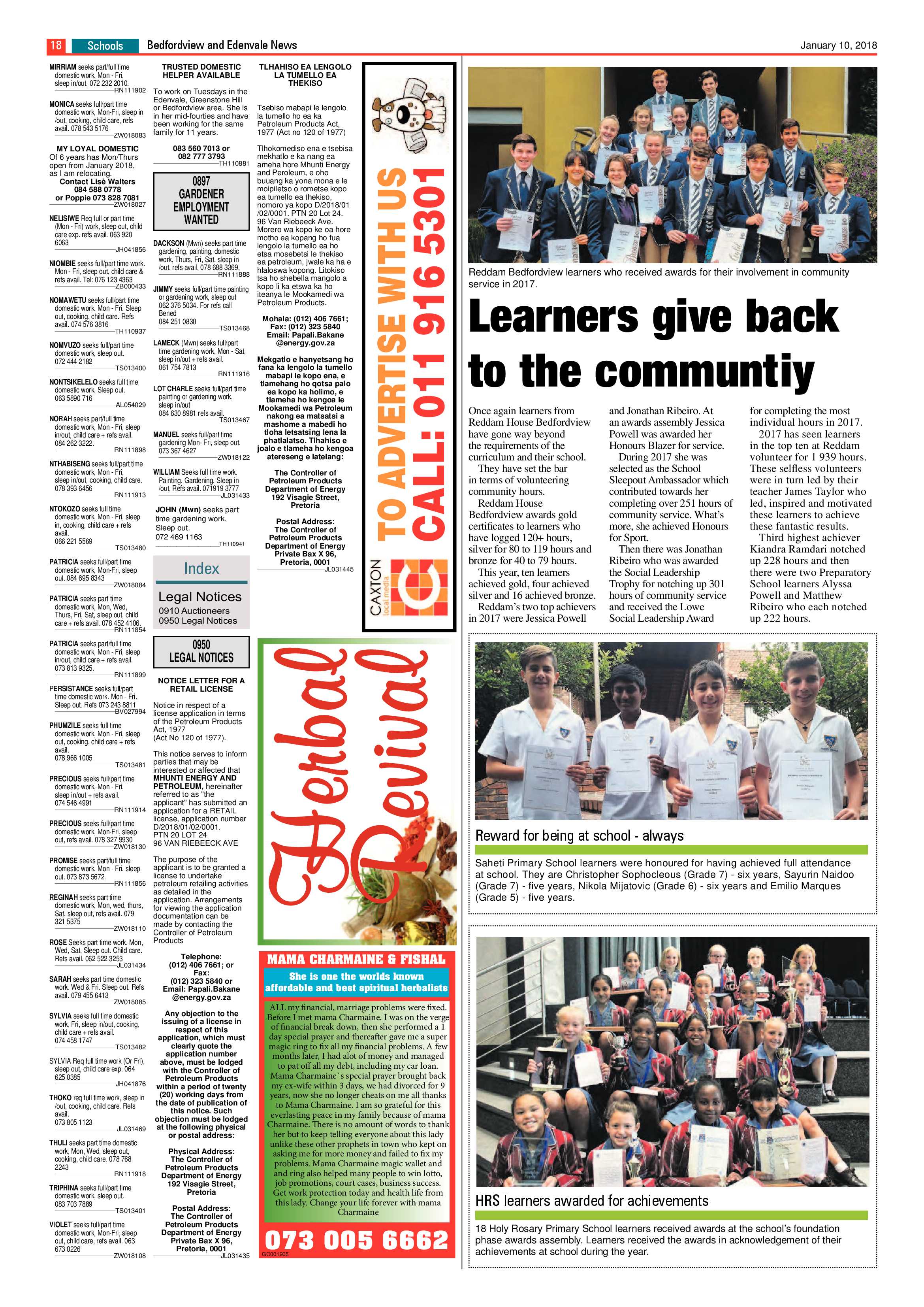 Bedfordview Edenvale News 10 January 2018 page 18