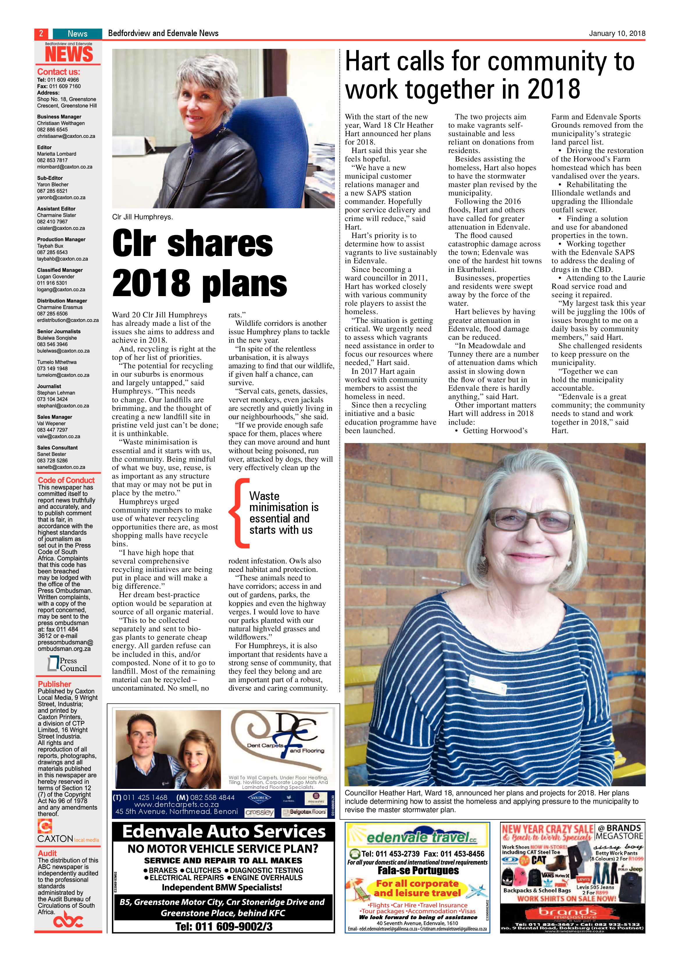 Bedfordview Edenvale News 10 January 2018 page 2