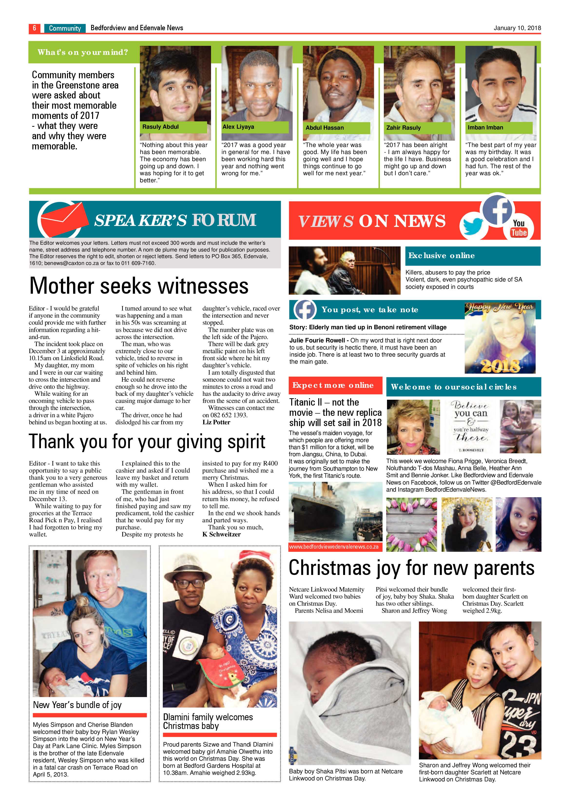 Bedfordview Edenvale News 10 January 2018 page 6
