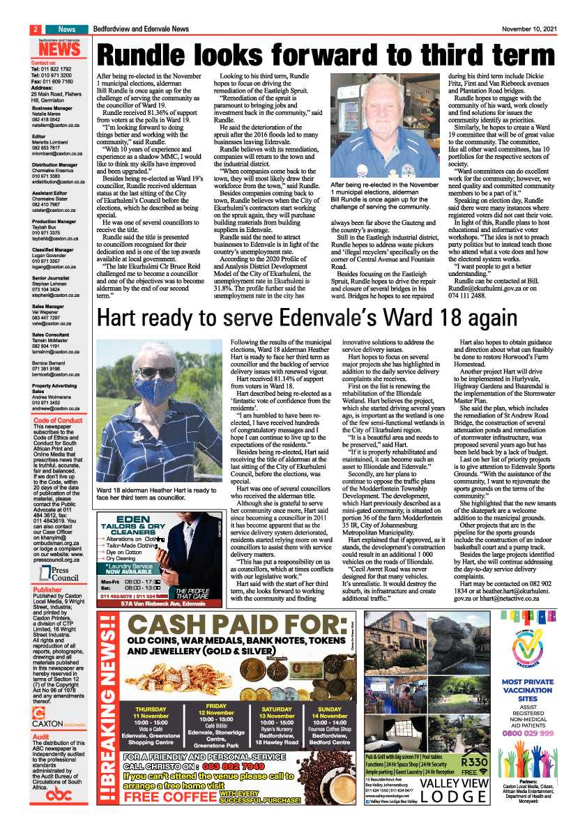 Bedfordview Edenvale News 10 November 2021 page 2