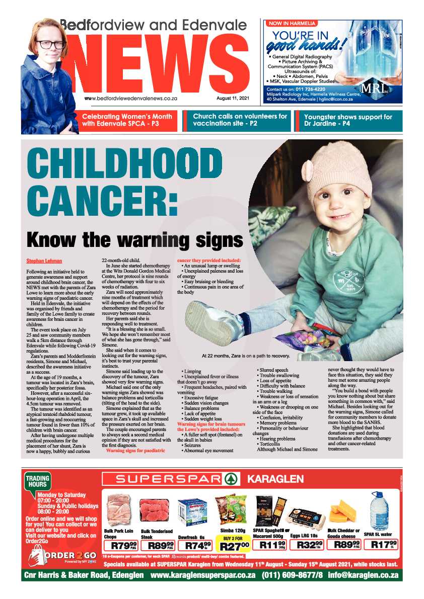 Bedfordview Edenvale News 11 August 2021 page 1