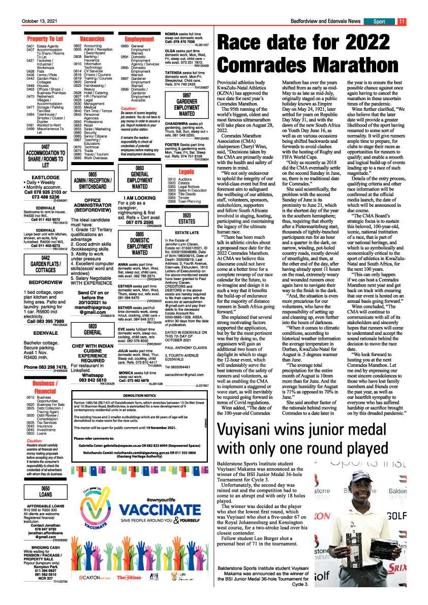 Bedfordview Edenvale News 13 October 2021 page 11