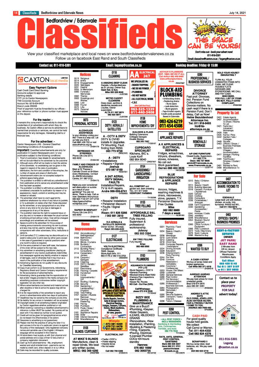 Bedfordview Edenvale News 14 July 2021 page 14