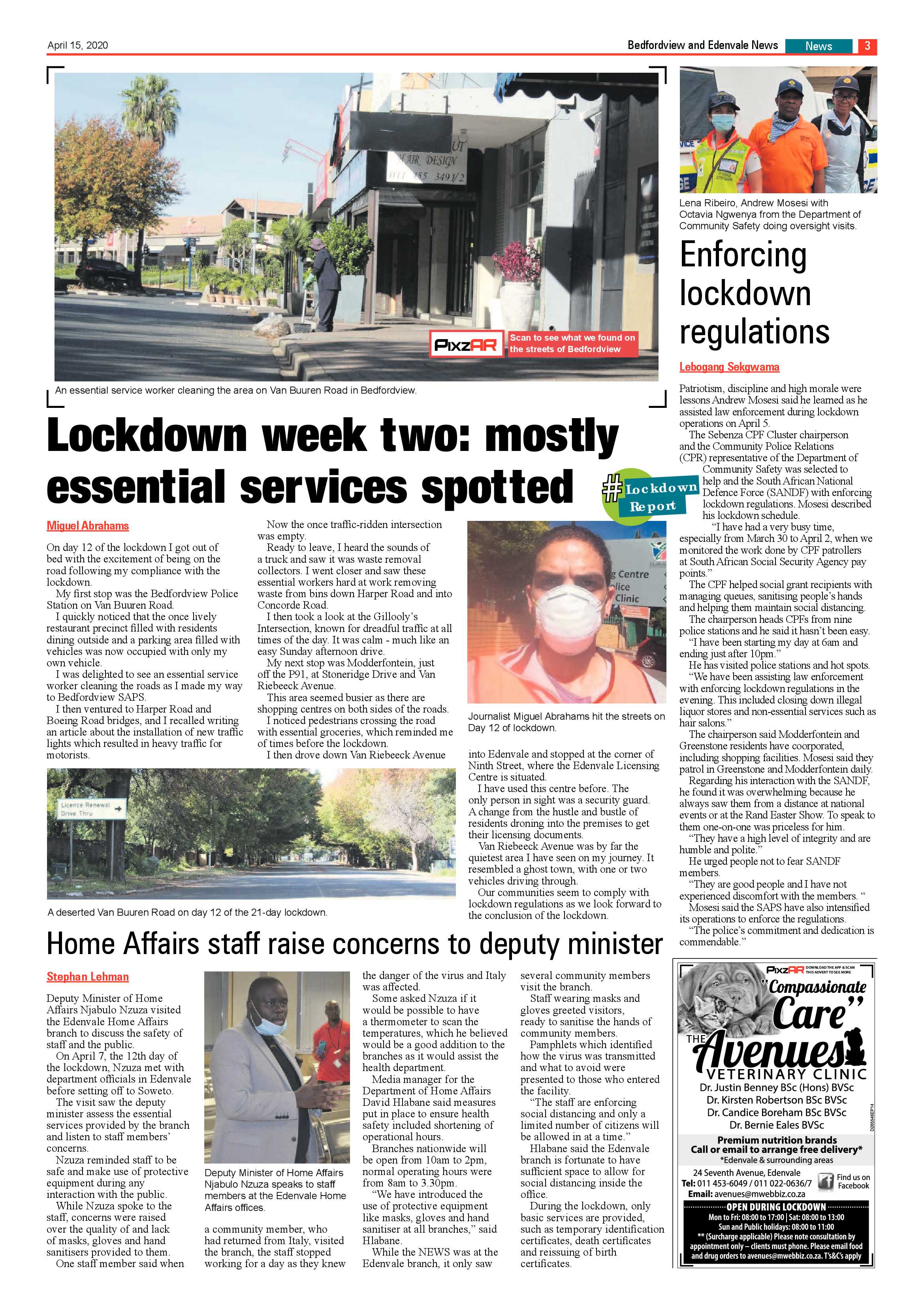 Bedfordview Edenvale News 15 April 2020 page 3